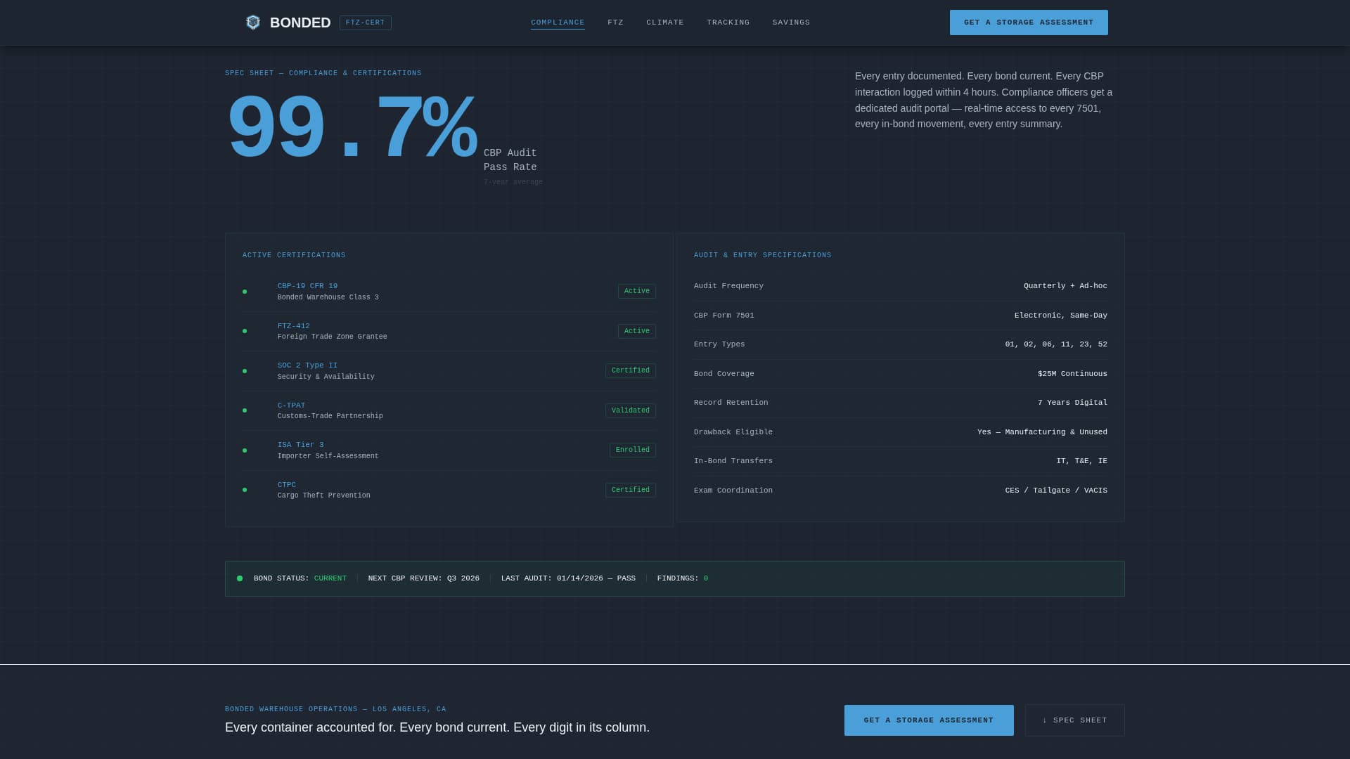 Bonded - Trusted Warehouse Landing Page Template