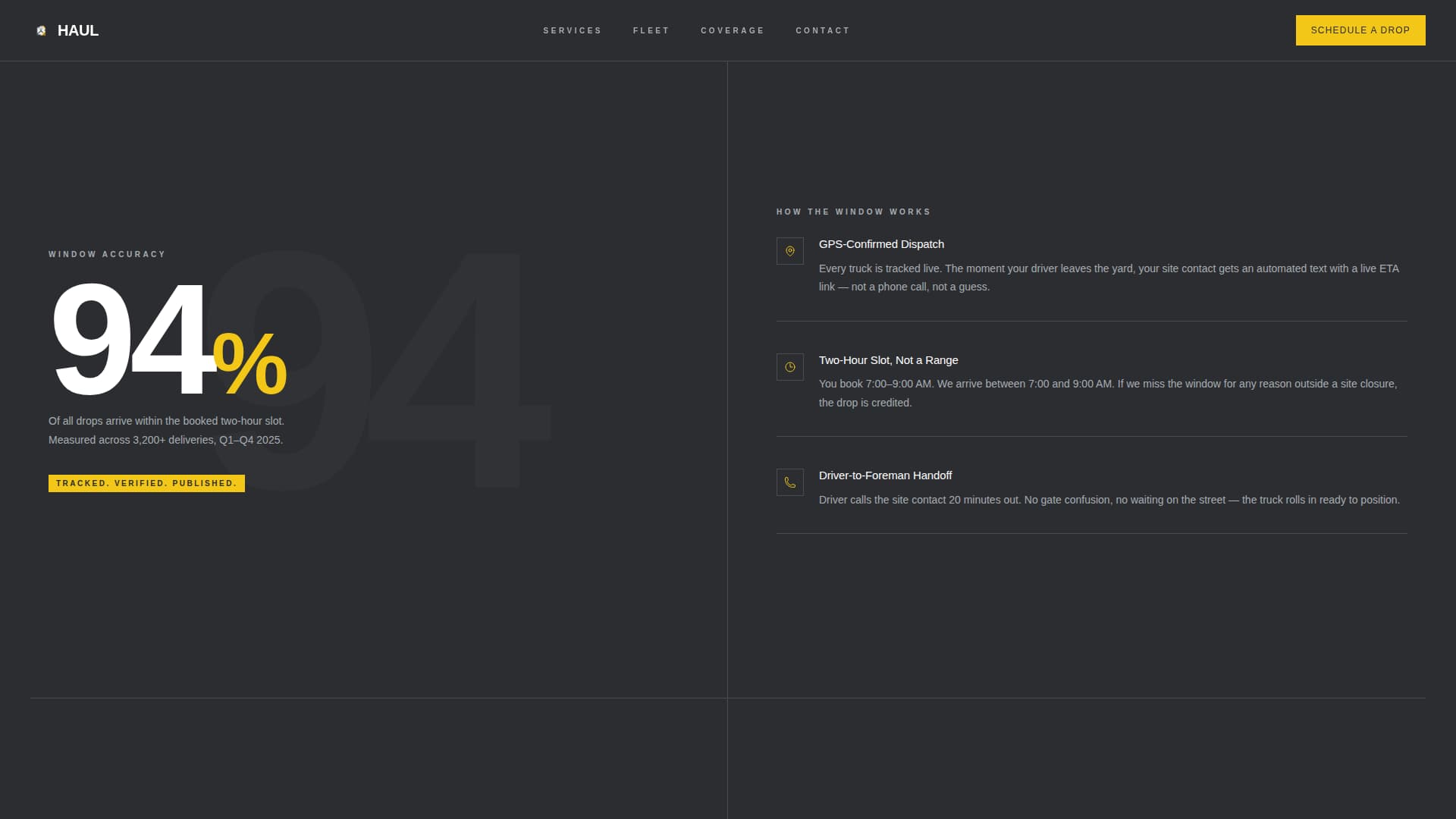 Haul - Precision Construction Landing Page Template