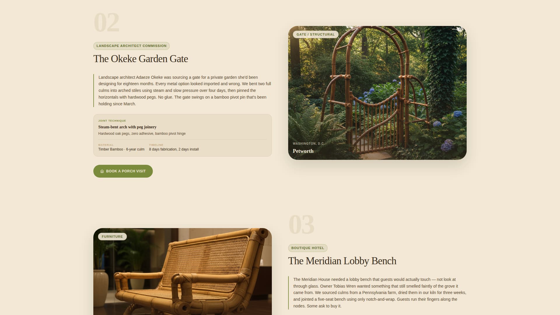 Bamboo Products & Specialist Booking Website Template