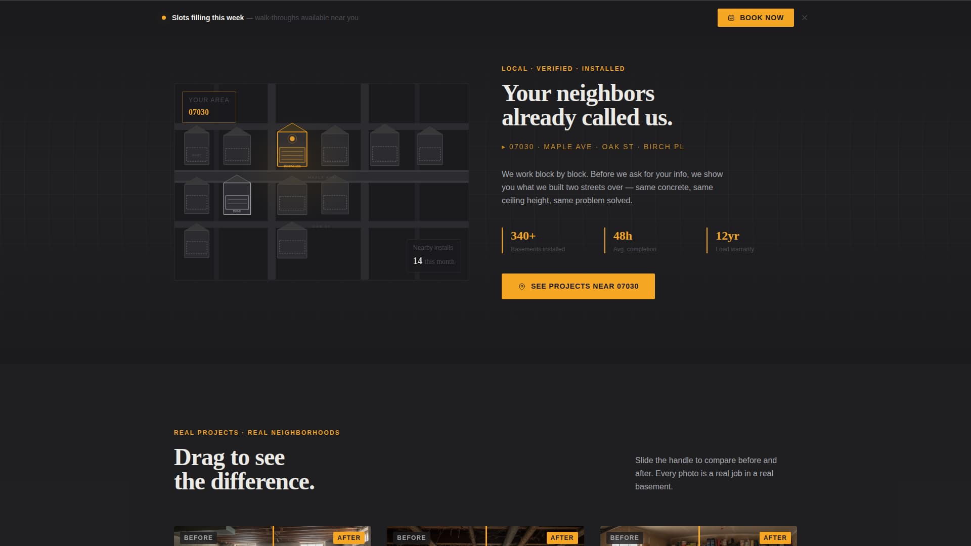 Basement Renovation Advanced Booking Website Template