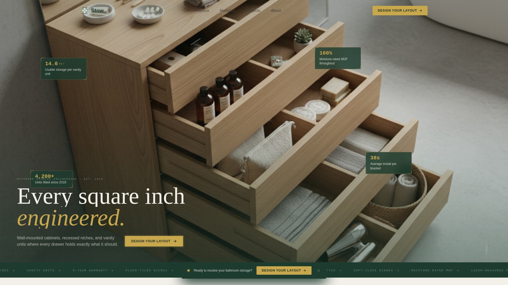 Stow - Precision Bathroom Landing Page Template