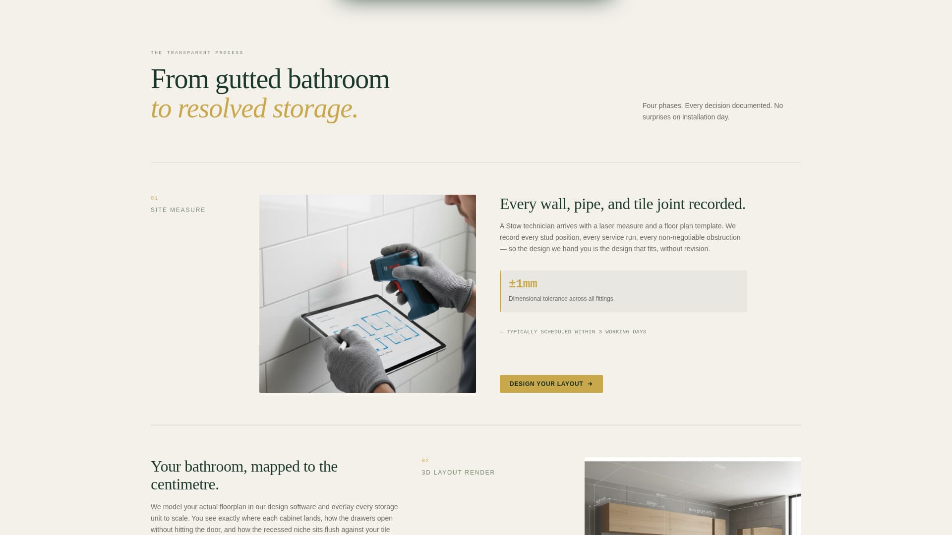 Stow - Precision Bathroom Landing Page Template