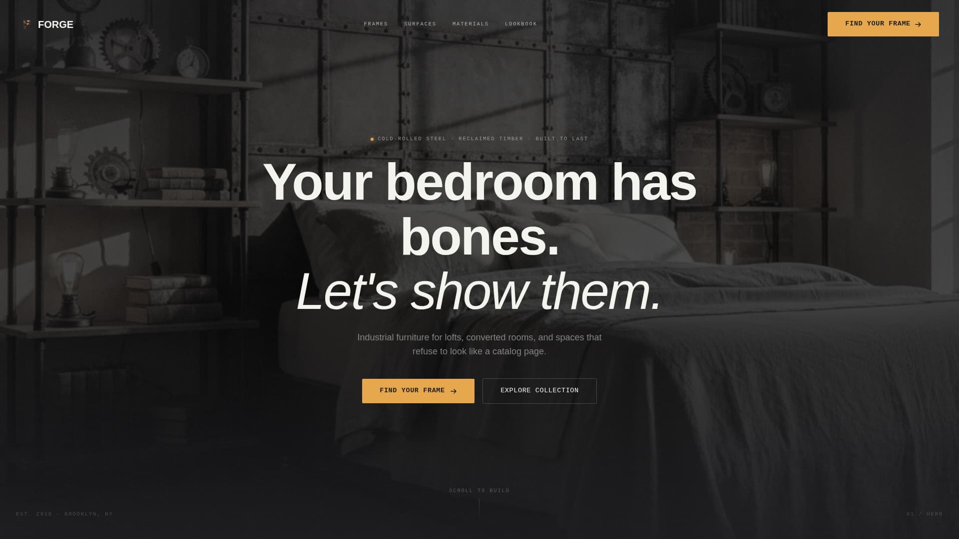Forge - Industrial Bedroom Landing Page Template