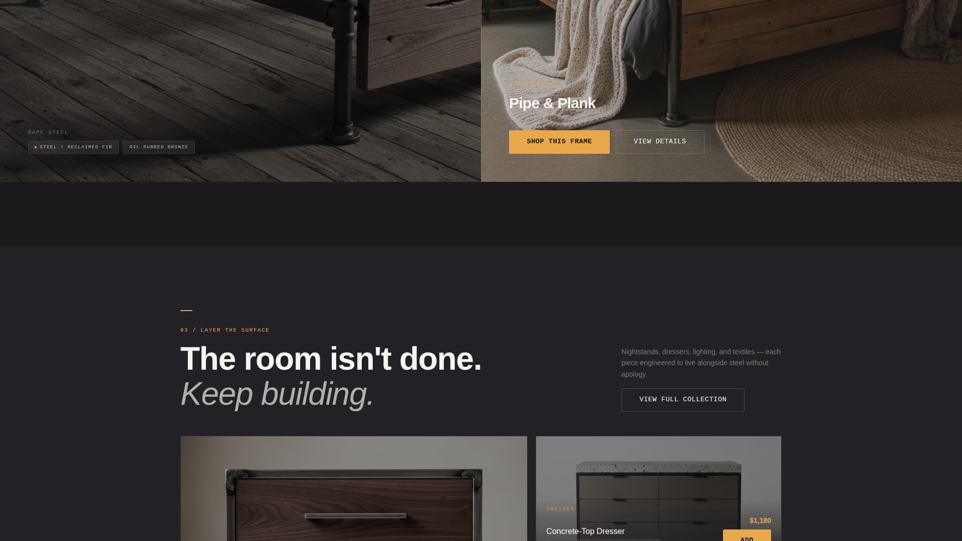 Forge - Industrial Bedroom Landing Page Template
