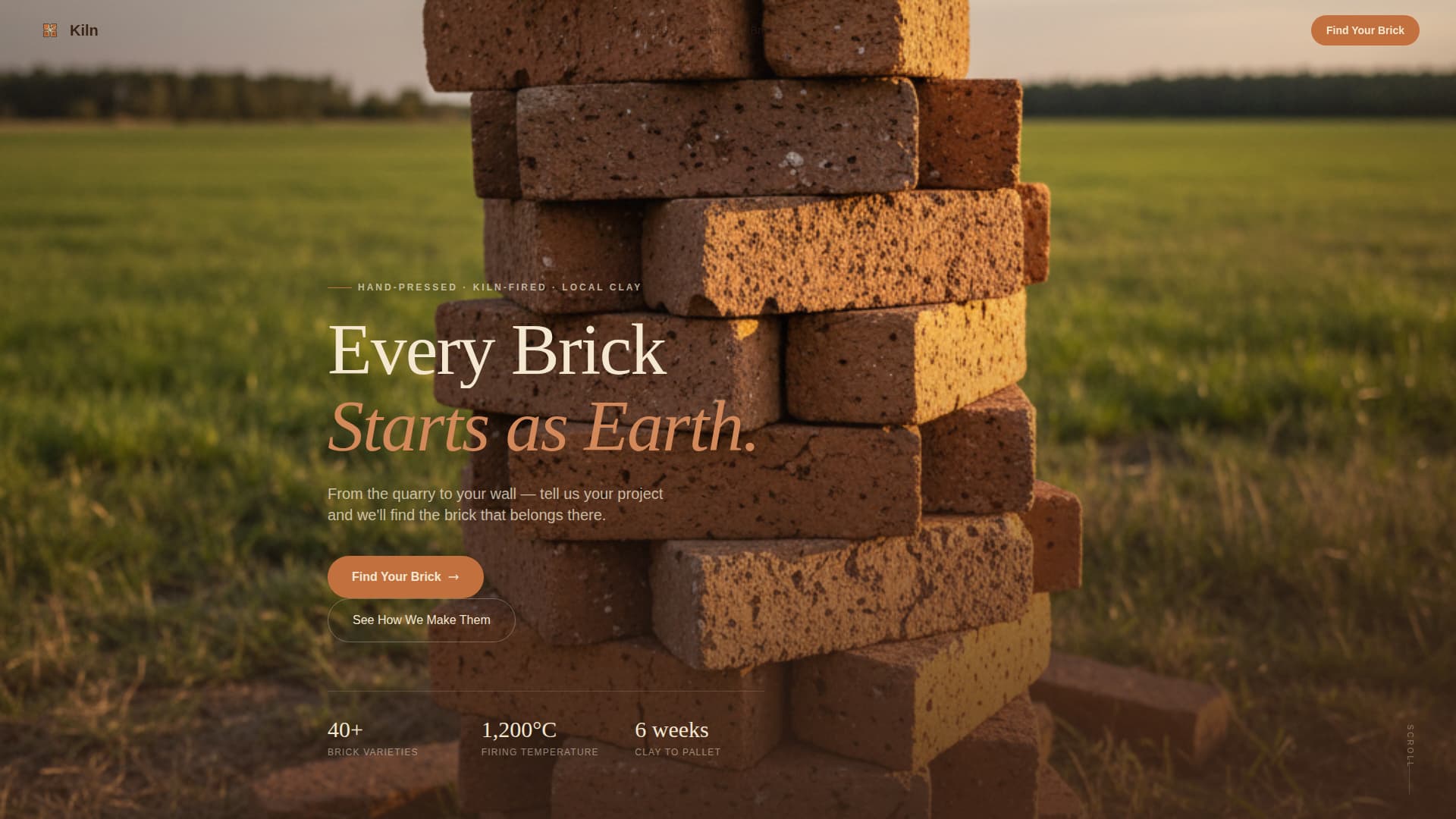 Kiln - Trusted Bricksupplier Landing Page Template