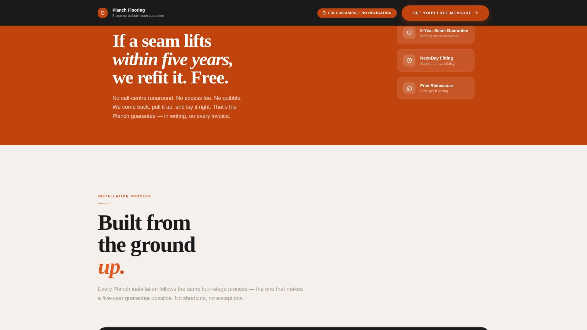 Planch - Guaranteed Flooring Landing Page Template