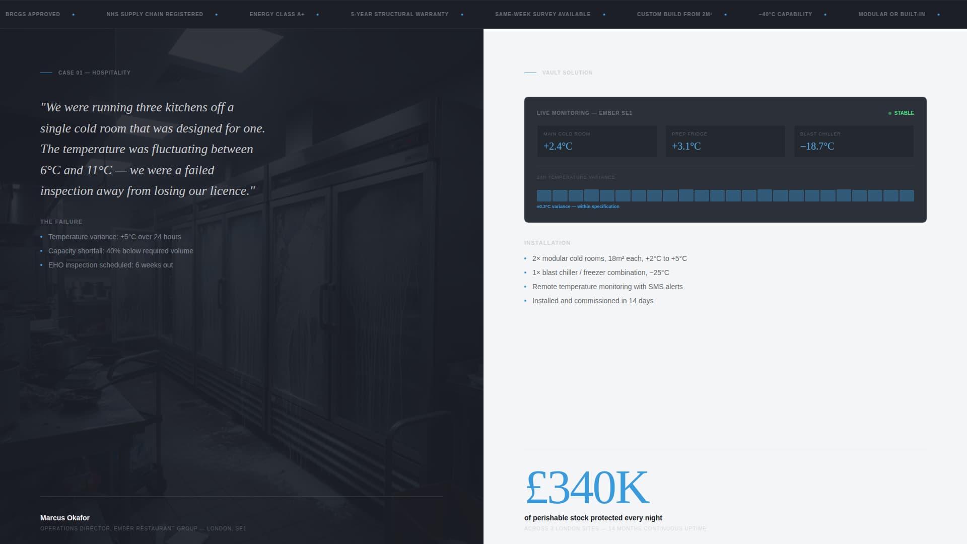 Vault - Precision Coldroom Landing Page Template