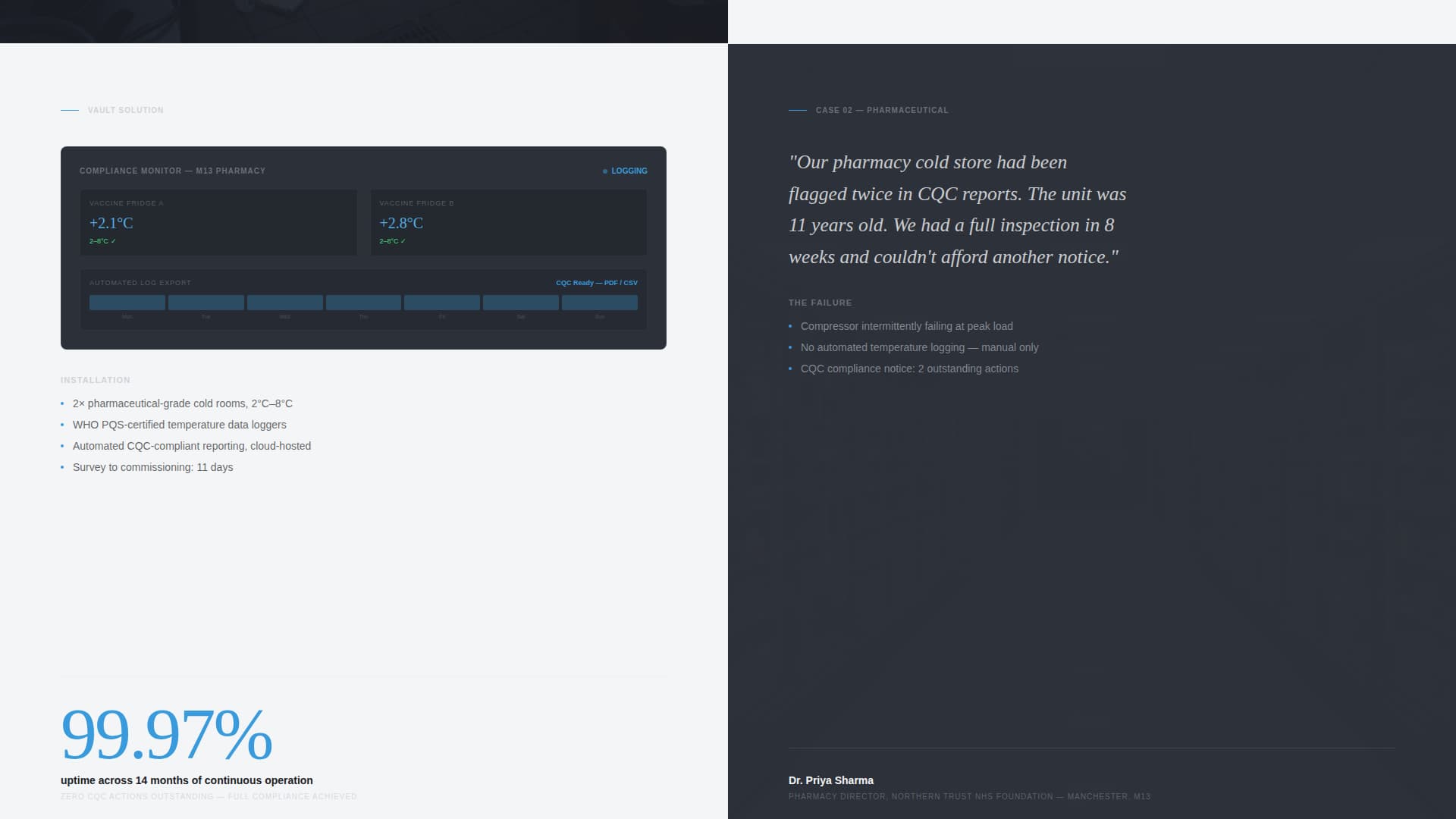 Vault - Precision Coldroom Landing Page Template