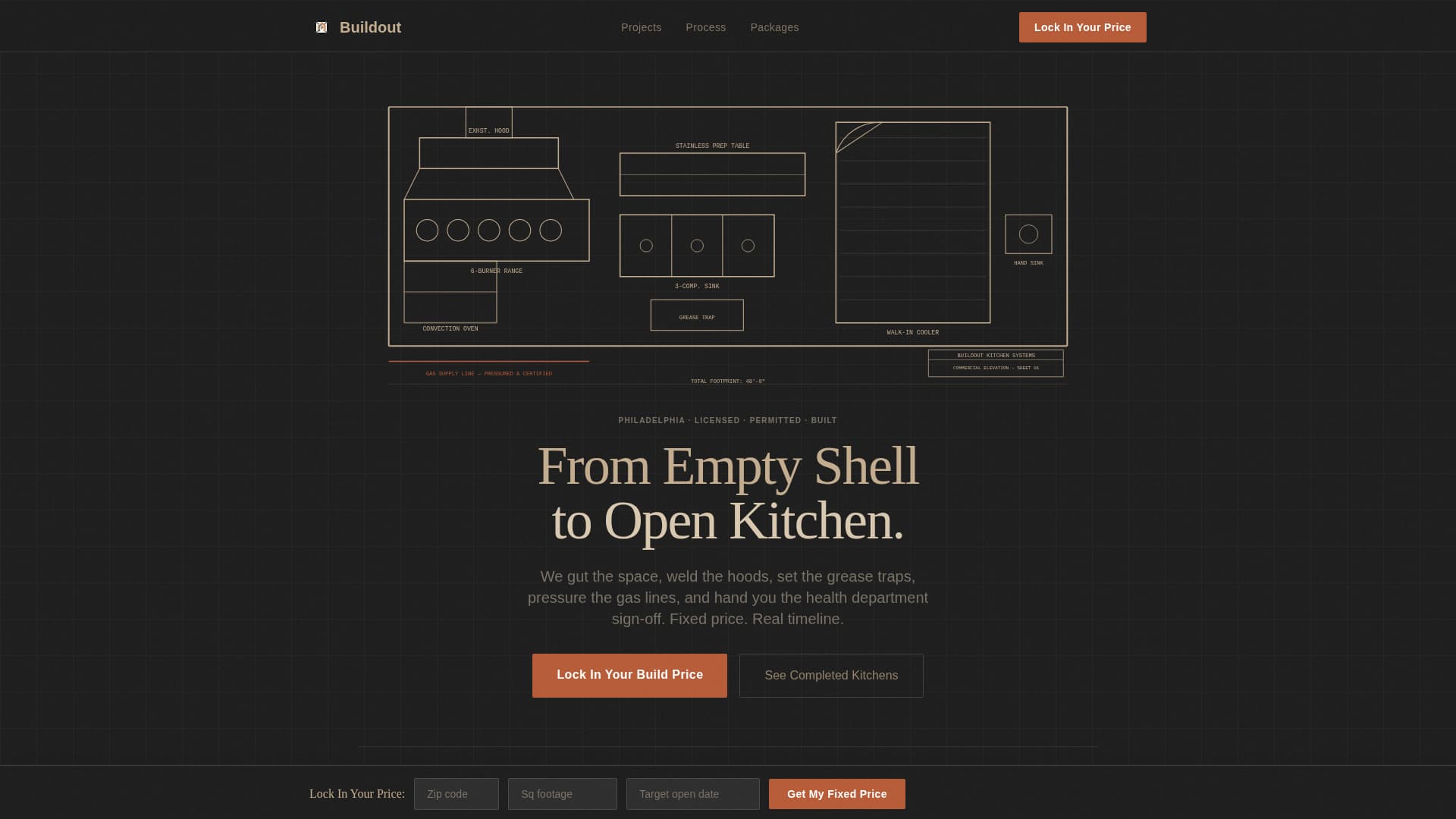 Buildout - Industrial Kitchen Landing Page Template