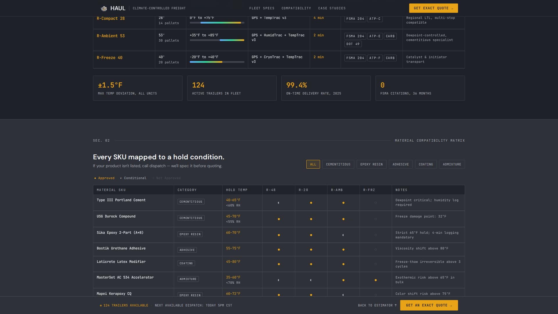 Haul - Precision Climatecontrolled Landing Page Template