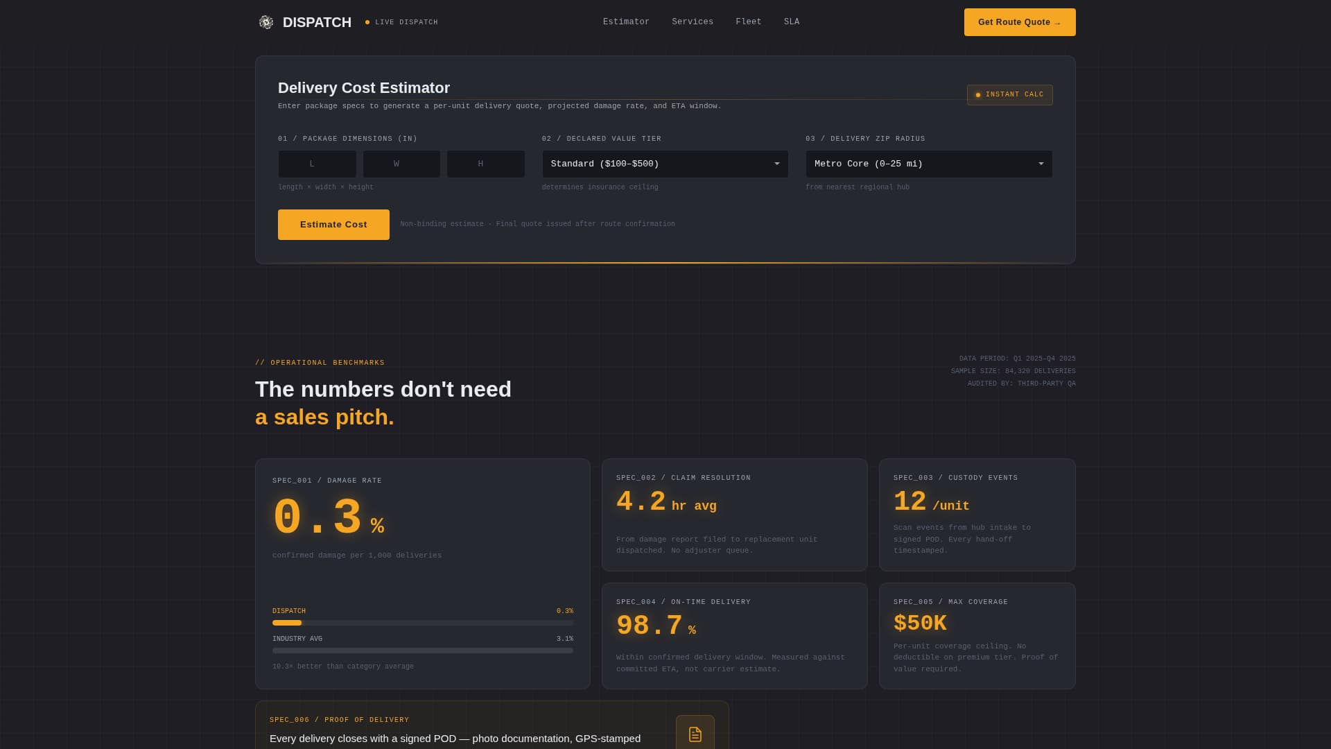 Dispatch - Highvalue Lastmile Landing Page Template