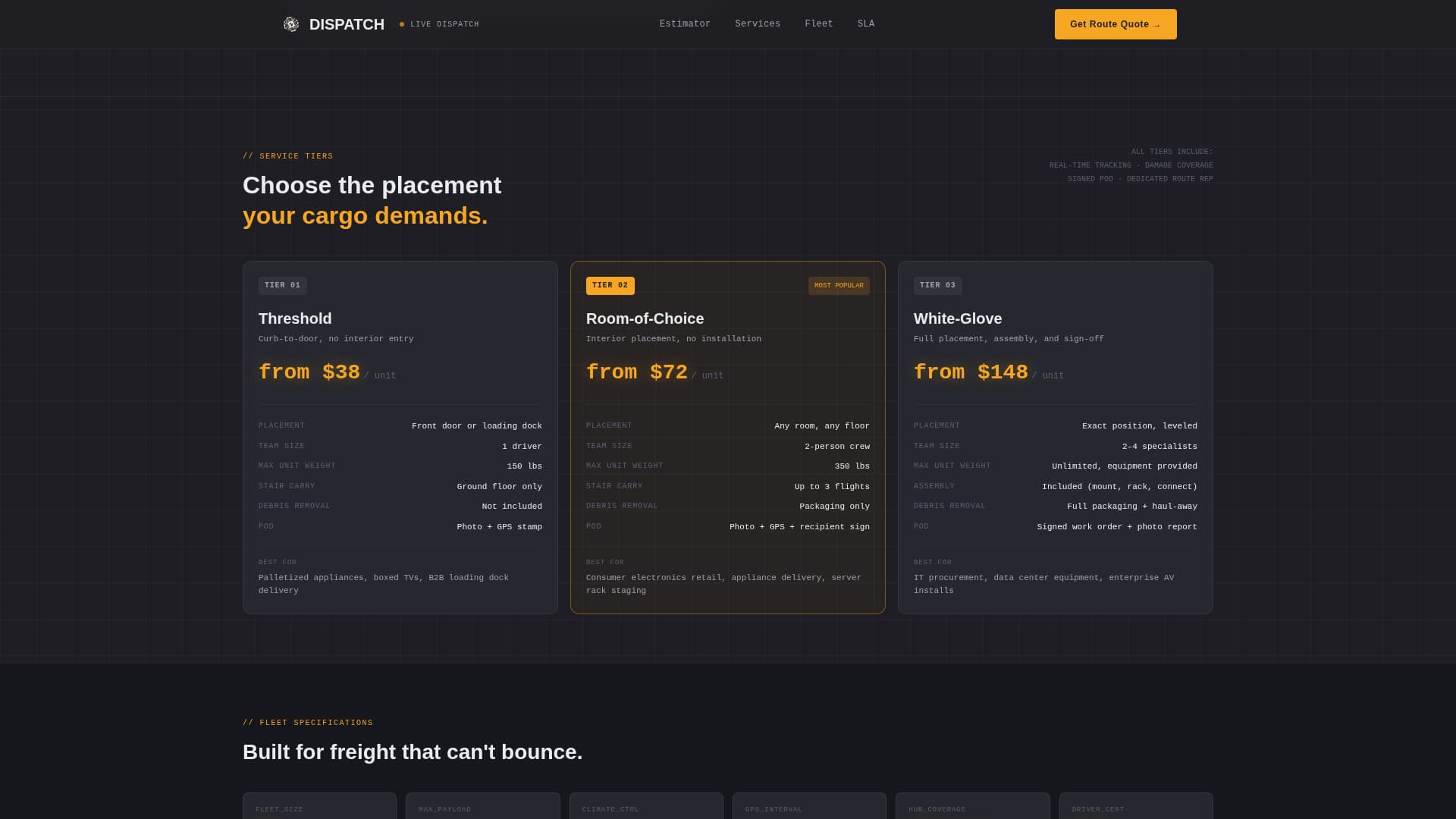 Dispatch - Highvalue Lastmile Landing Page Template