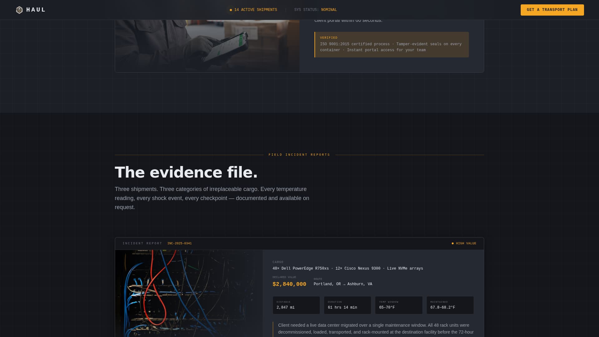Haul - Climatecontrolled Electronics Landing Page Template