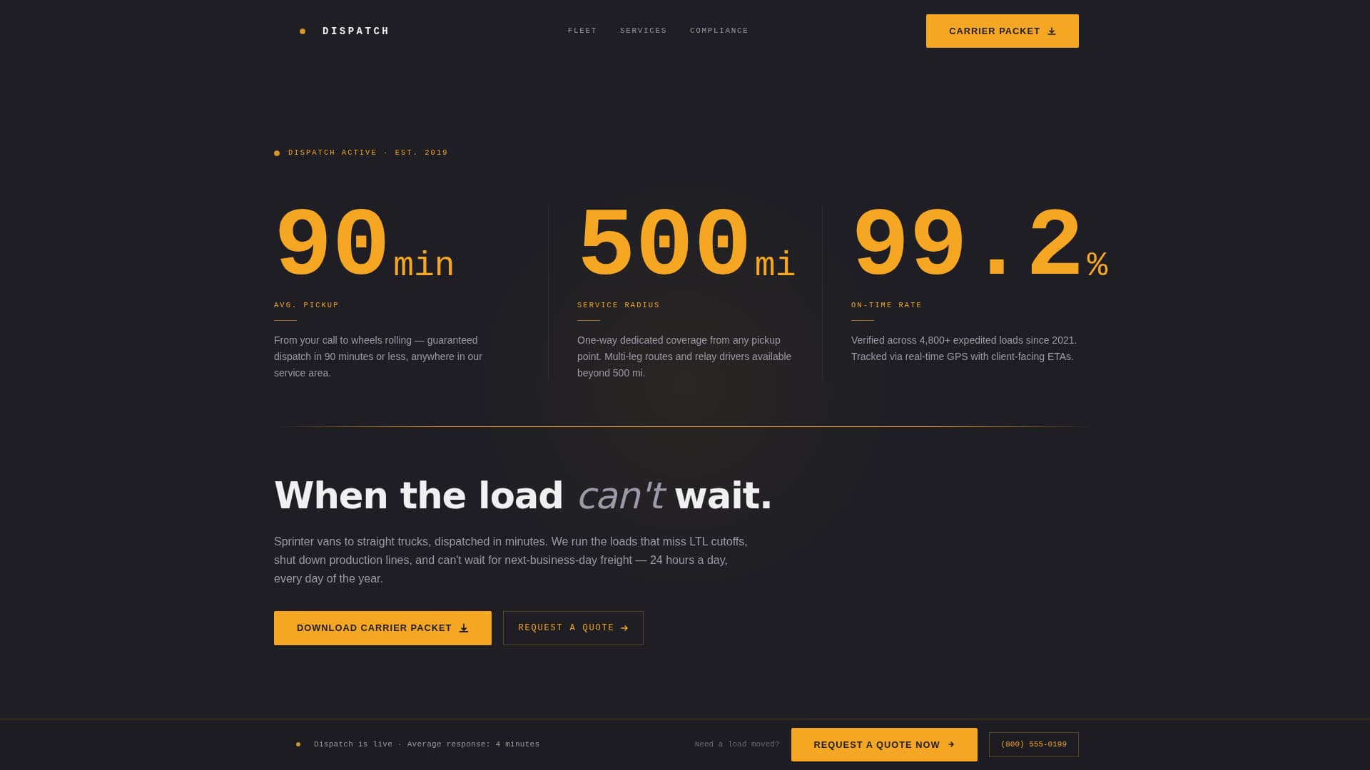 Dispatch - Reliable Expedited Landing Page Template