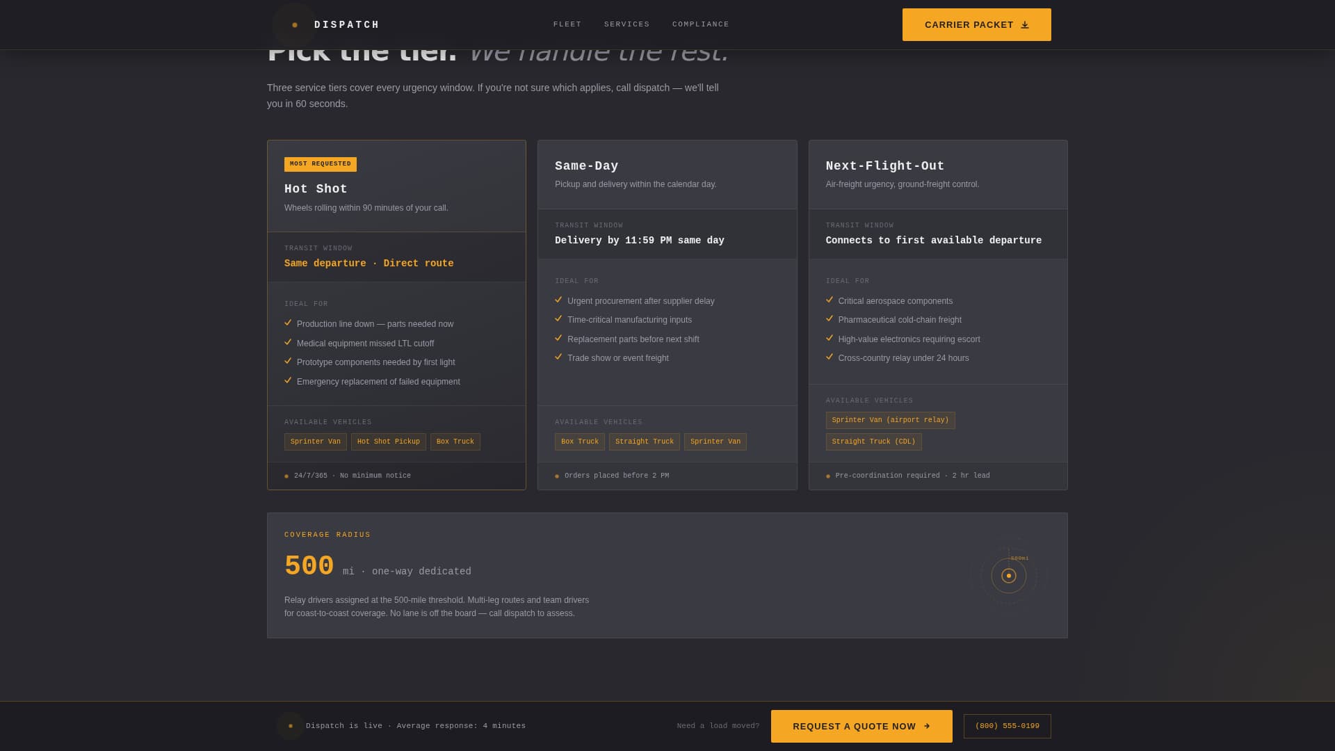 Dispatch - Reliable Expedited Landing Page Template