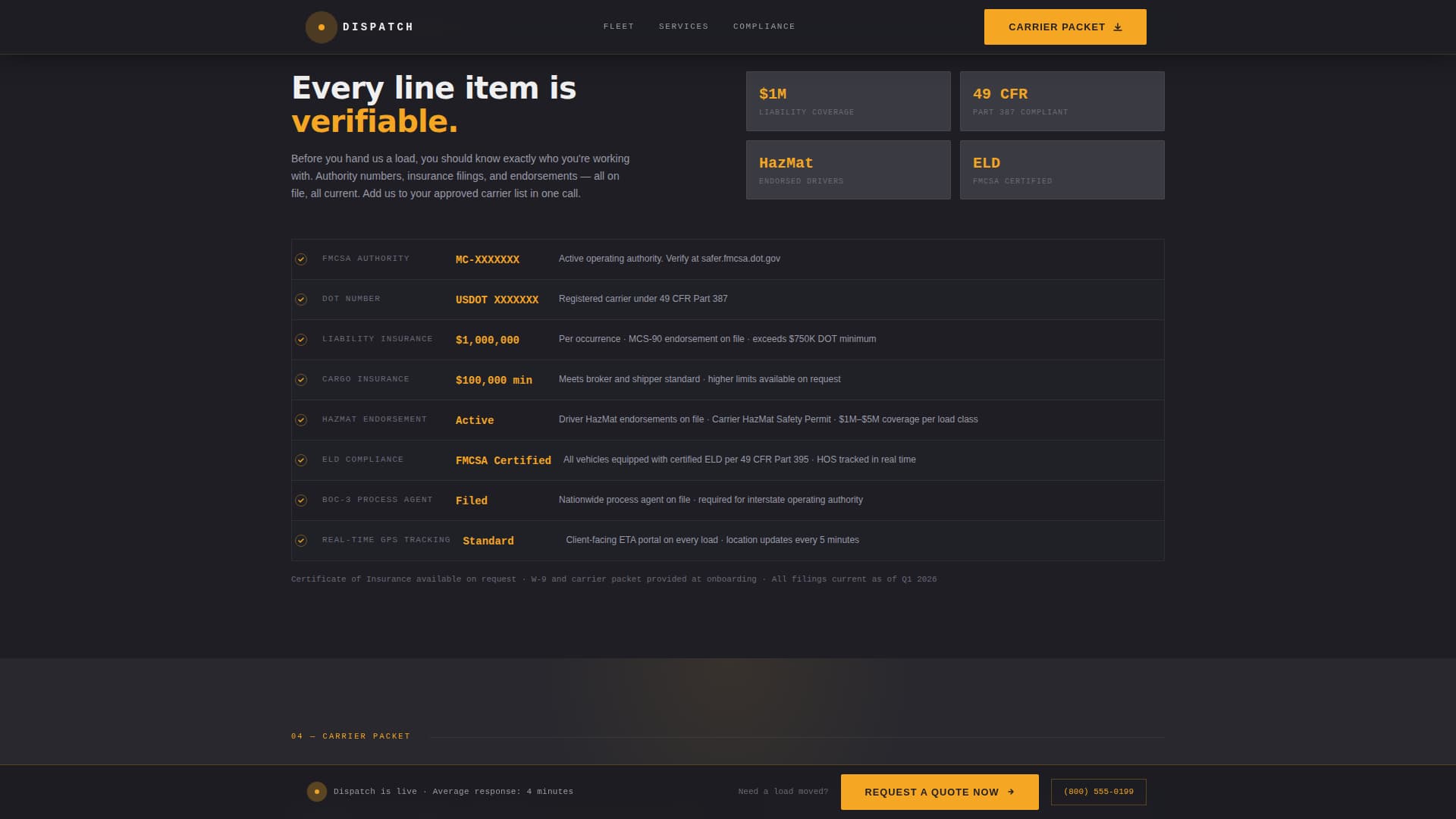 Dispatch - Reliable Expedited Landing Page Template