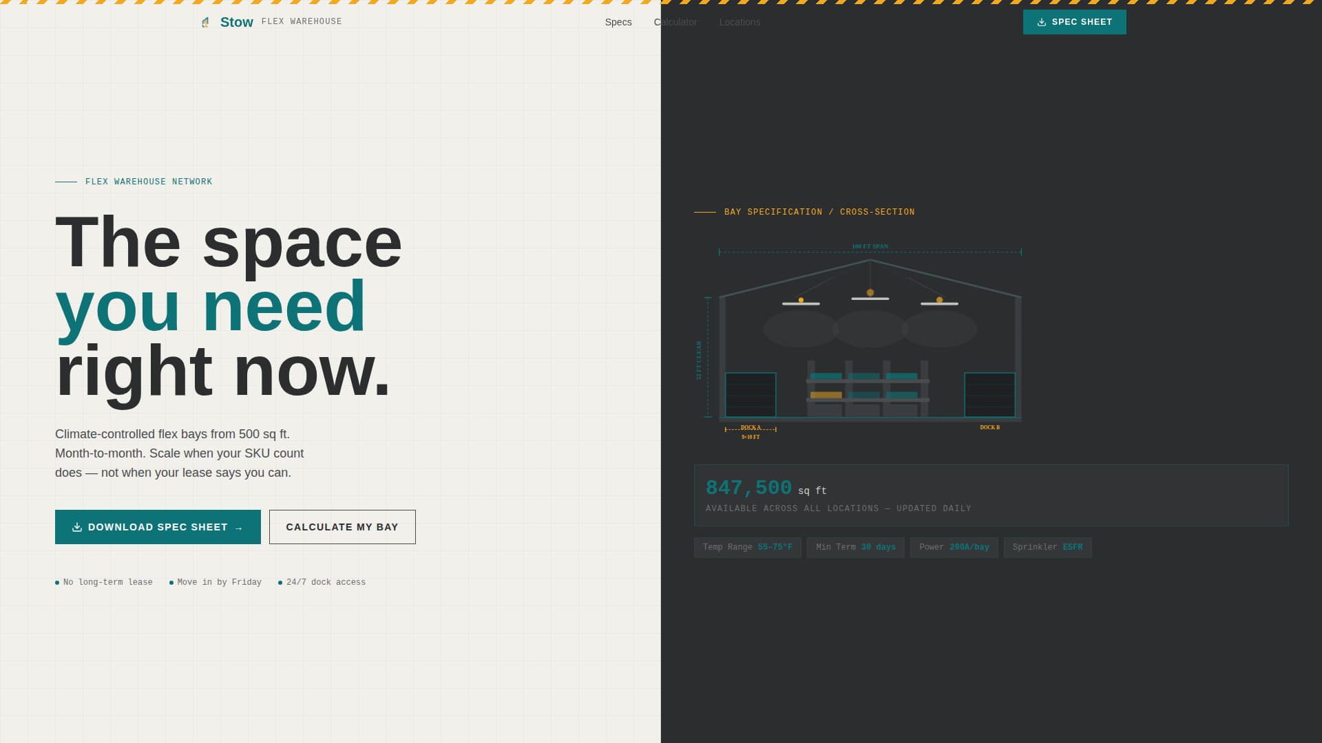 Stow - Scalable Warehouse Landing Page Template
