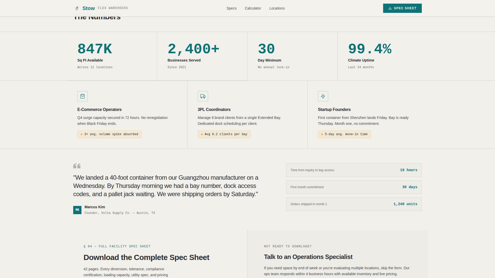 Stow - Scalable Warehouse Landing Page Template