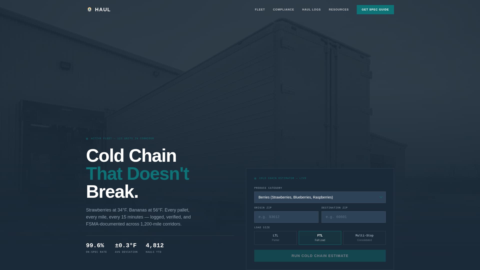Haul - Reliable Coldchain Landing Page Template