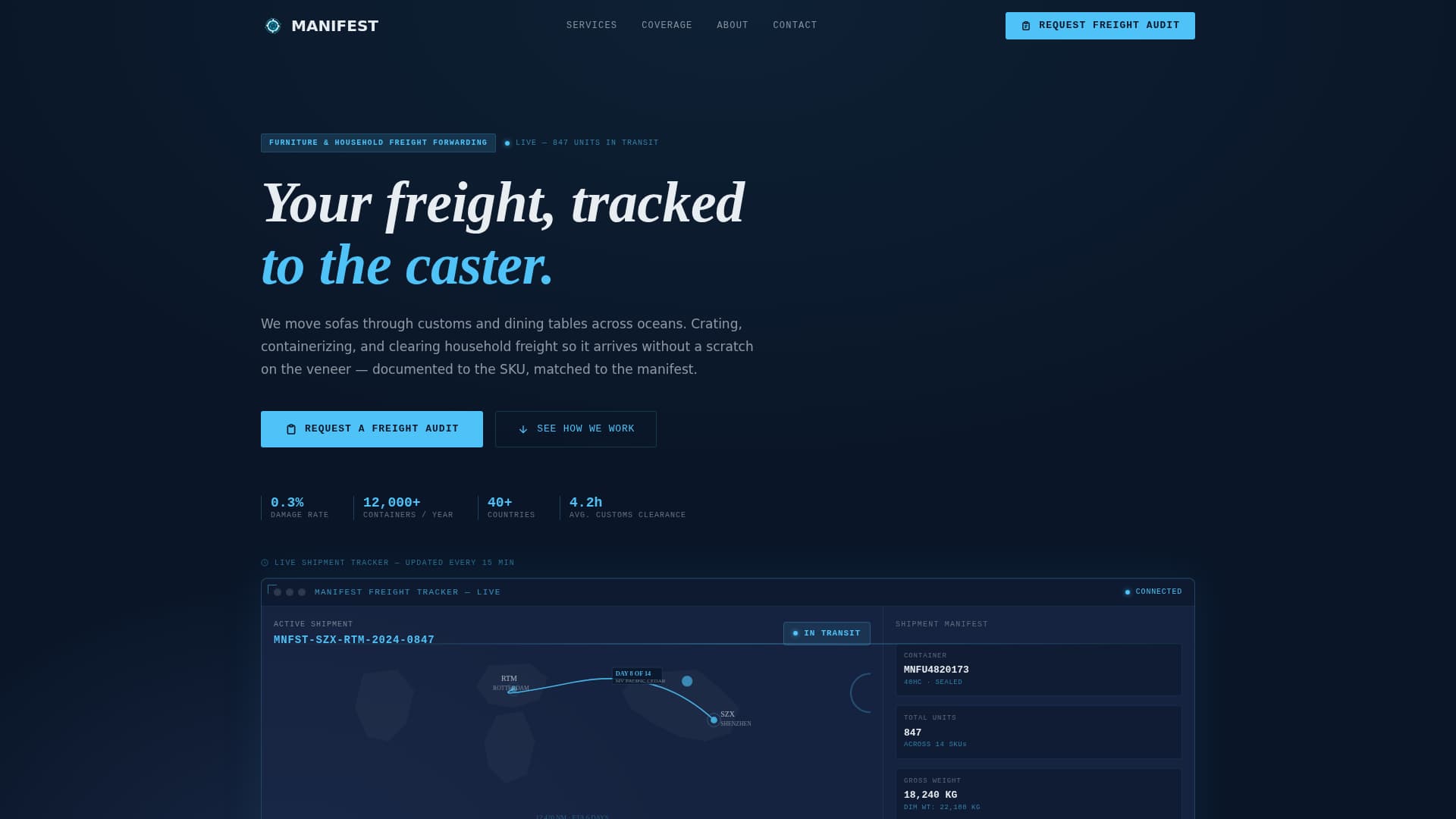 Manifest - Precision Freight Landing Page Template