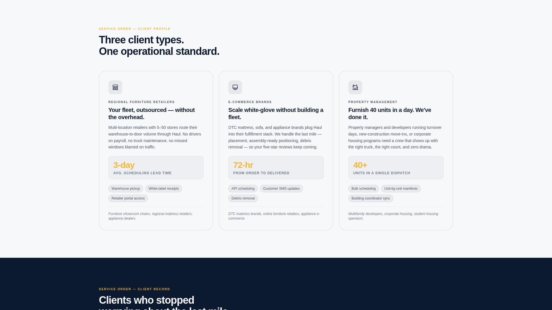 Haul - Precision Lastmile Landing Page Template