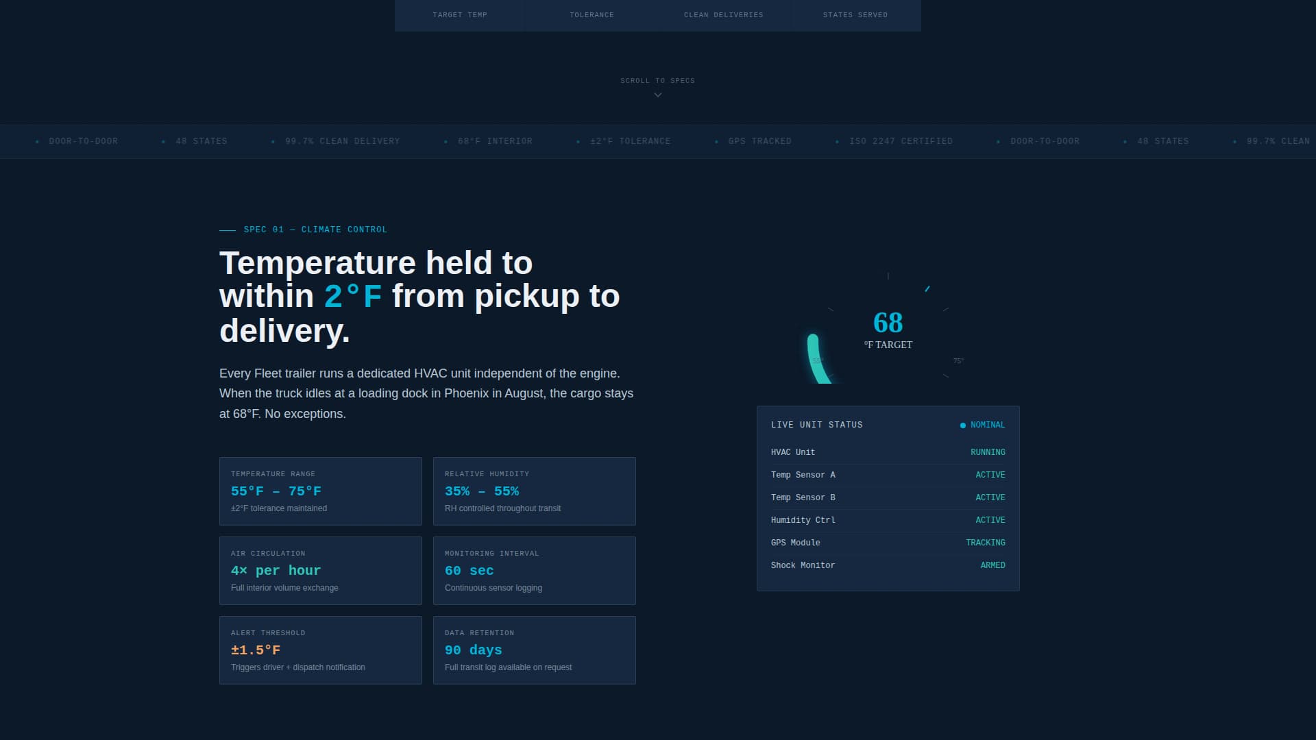 Fleet - Precision Climatecontrolled Landing Page Template