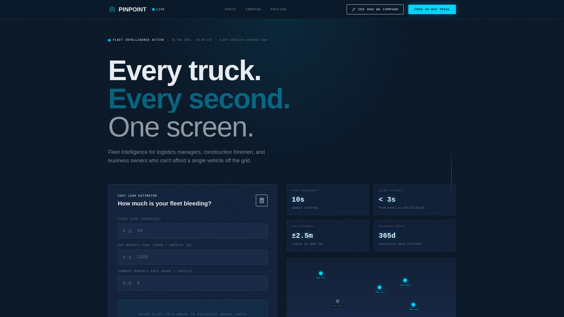 Pinpoint - Precision Fleet Landing Page Template