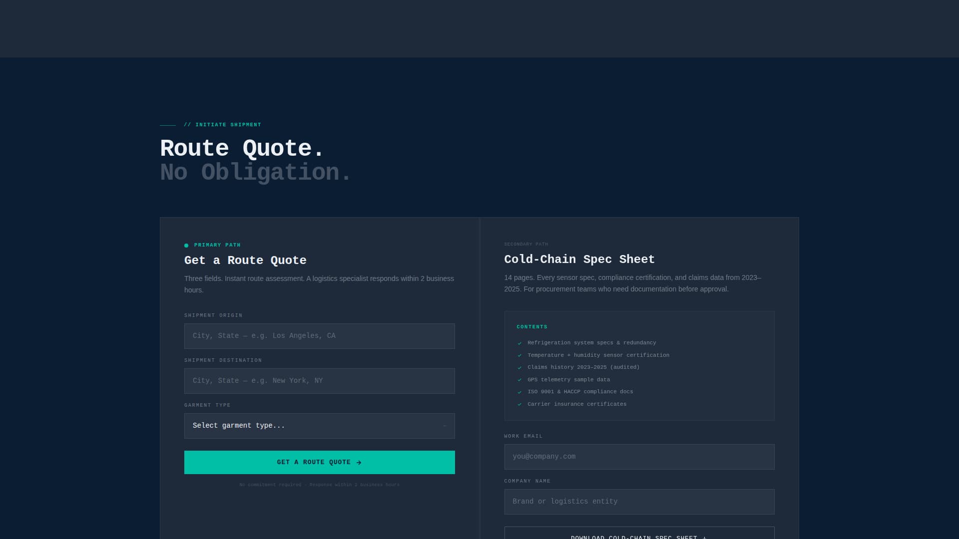 Frosthaul - Precision Fashionlogistics Landing Page Template