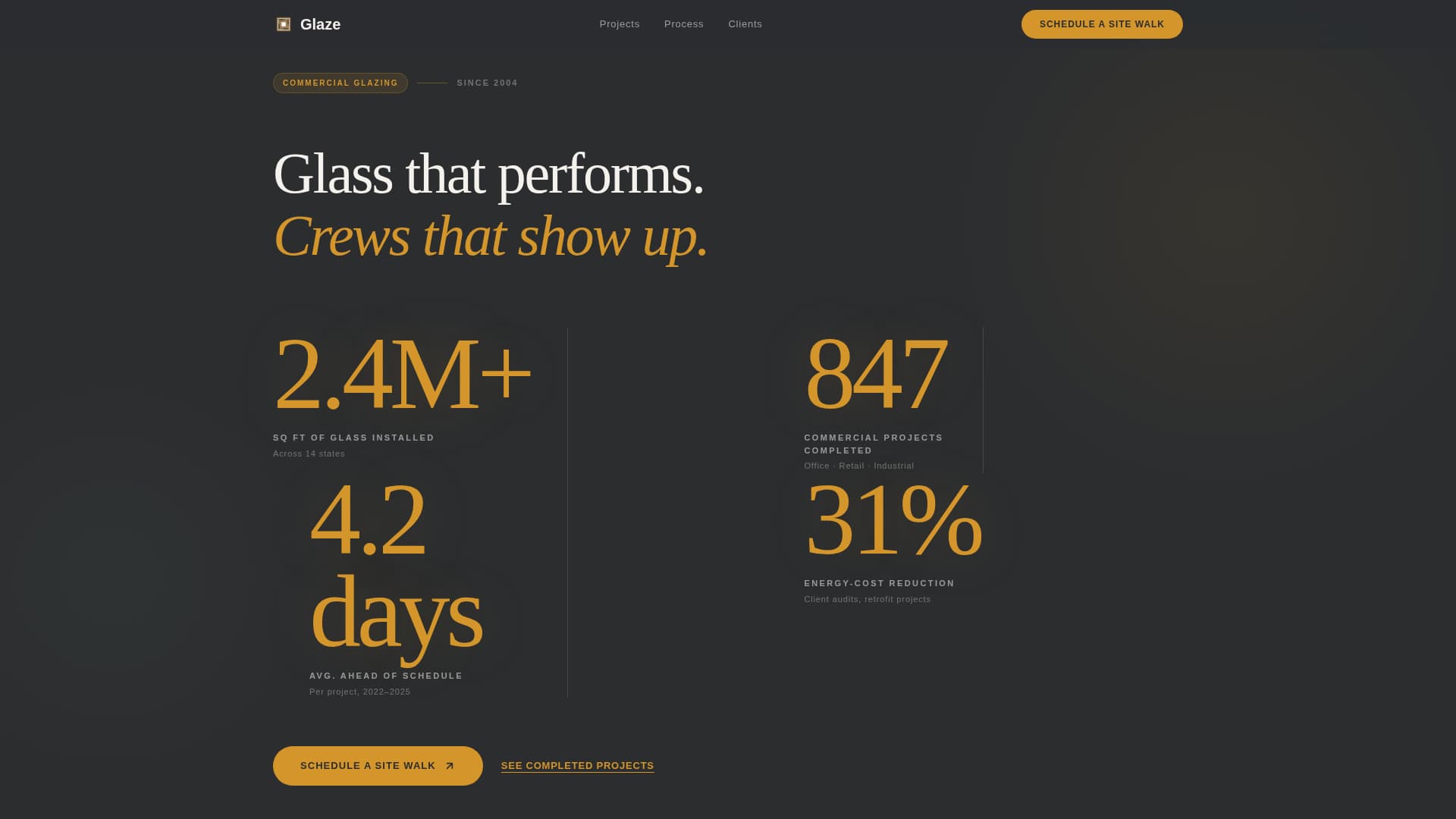 Glaze - Precision Glazing Landing Page Template