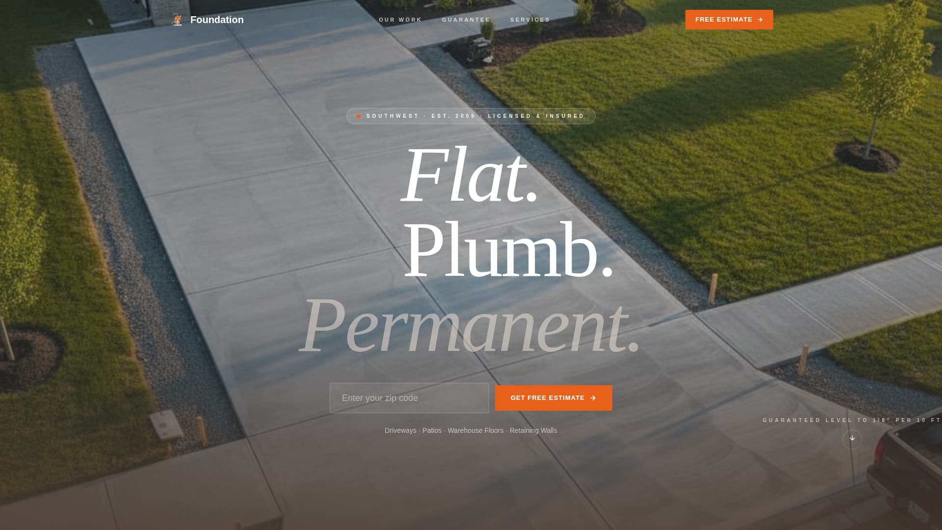 Foundation - Precision Concrete Landing Page Template