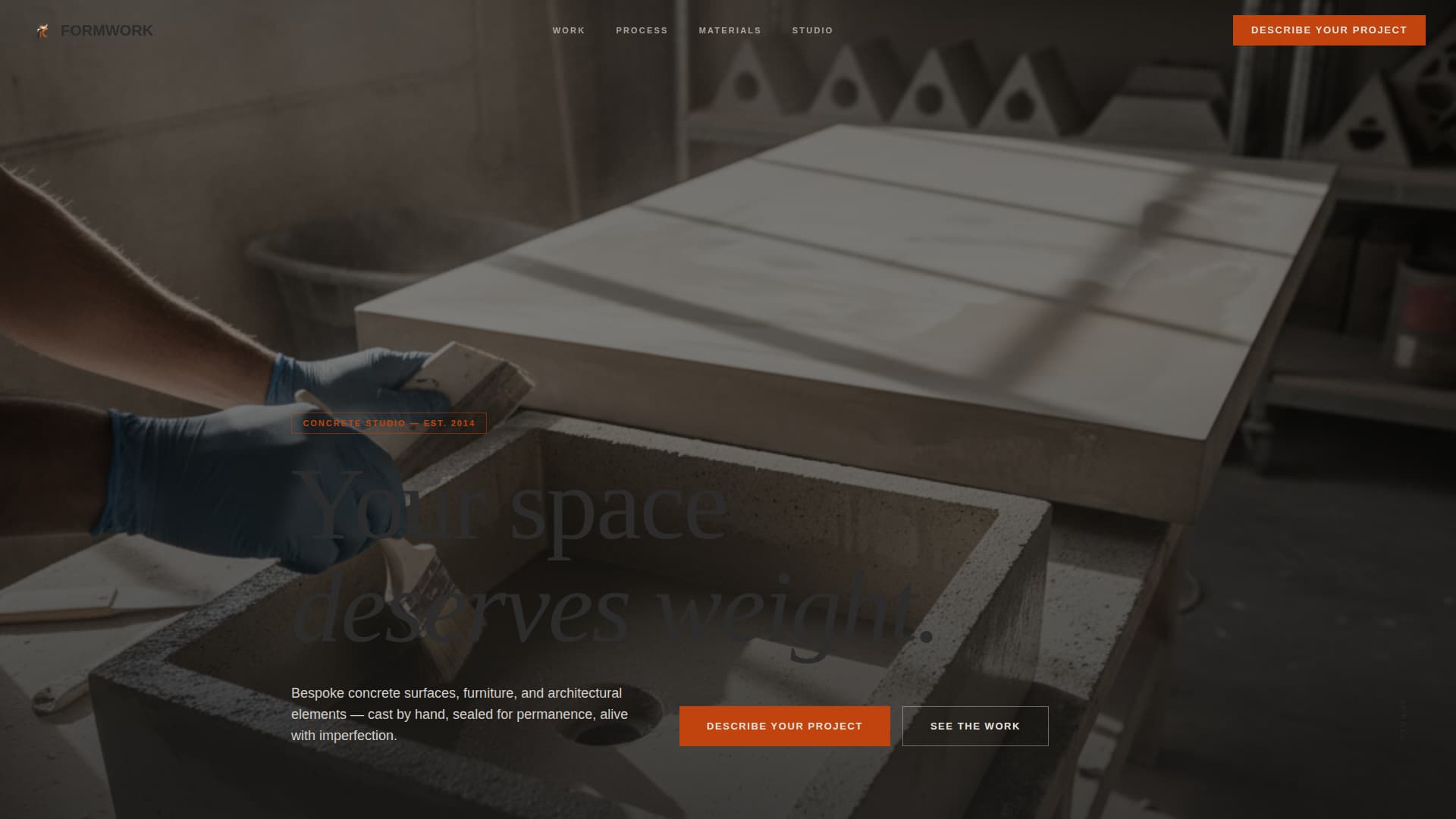 Formwork - Bold Concrete Landing Page Template