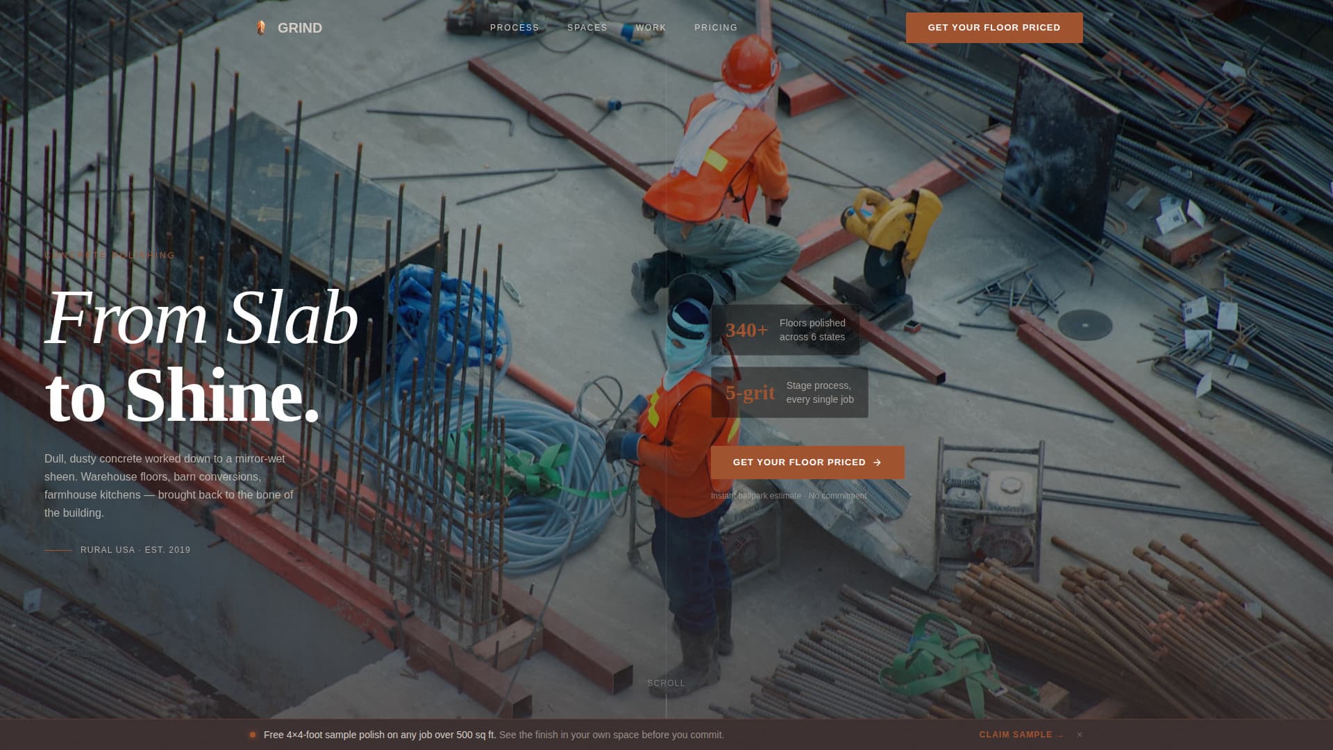 Grind - Polished Concrete Landing Page Template