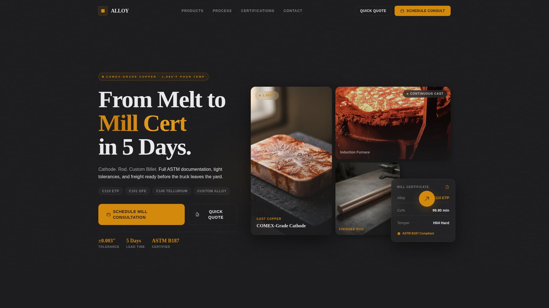 Alloy - Precision Copper Landing Page Template