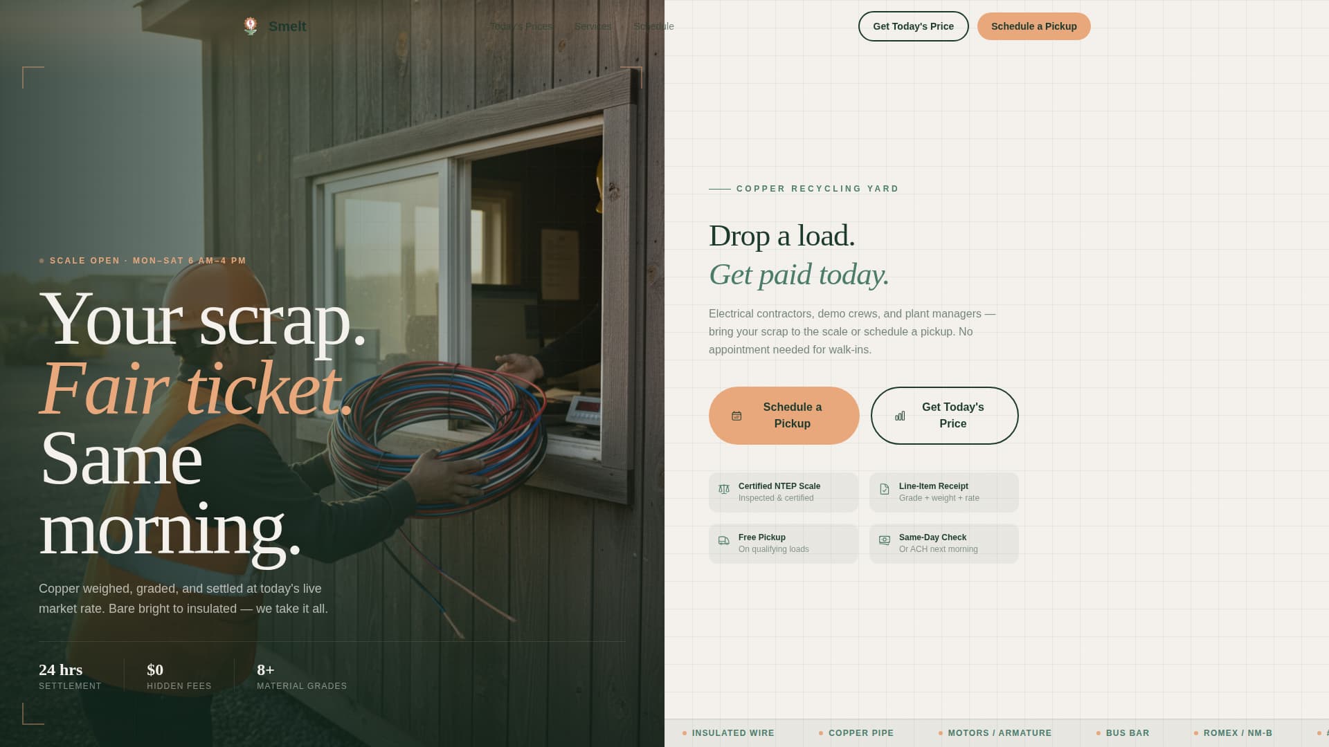 Smelt - Trusted Copperrecycler Landing Page Template