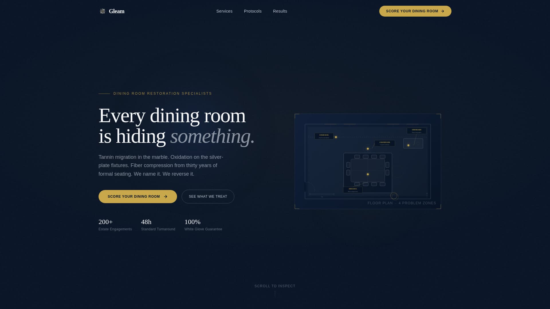 Gleam - Precision Diningroom Landing Page Template