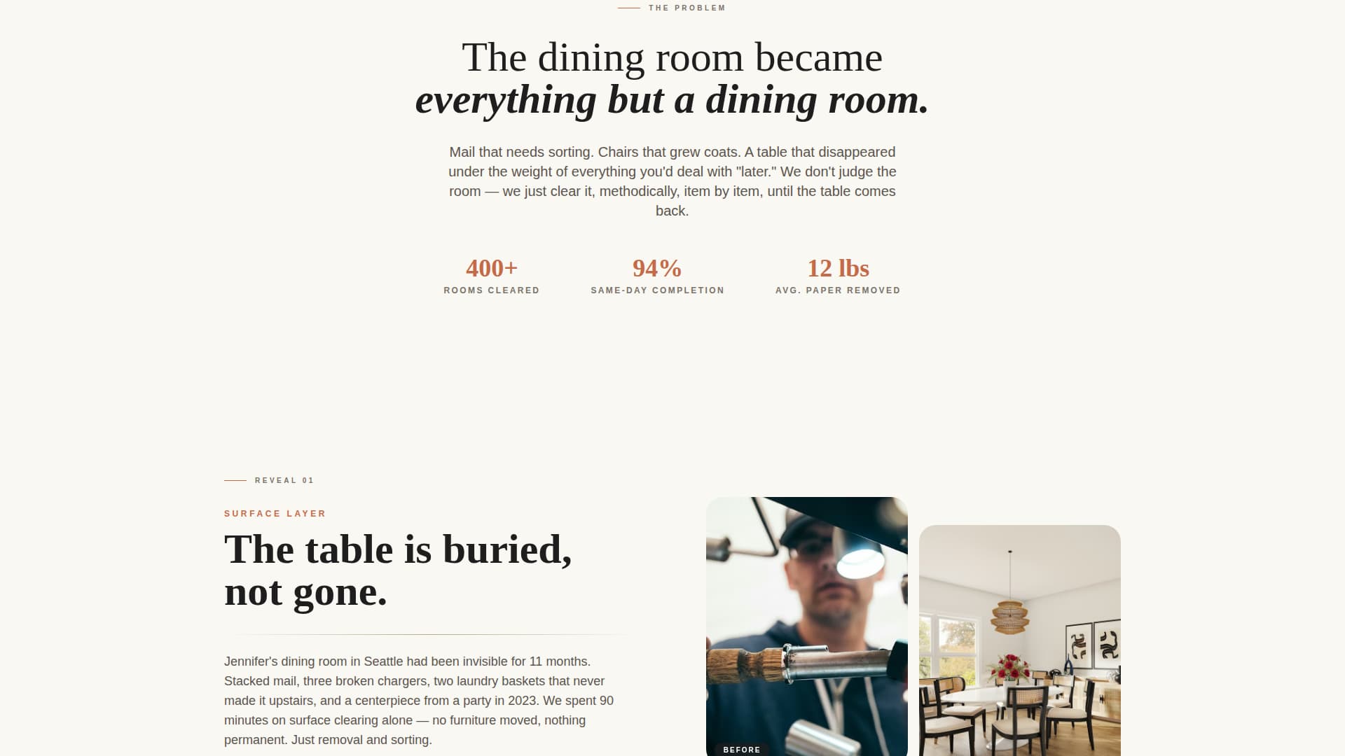 Declutter - Transformative Diningroom Landing Page Template