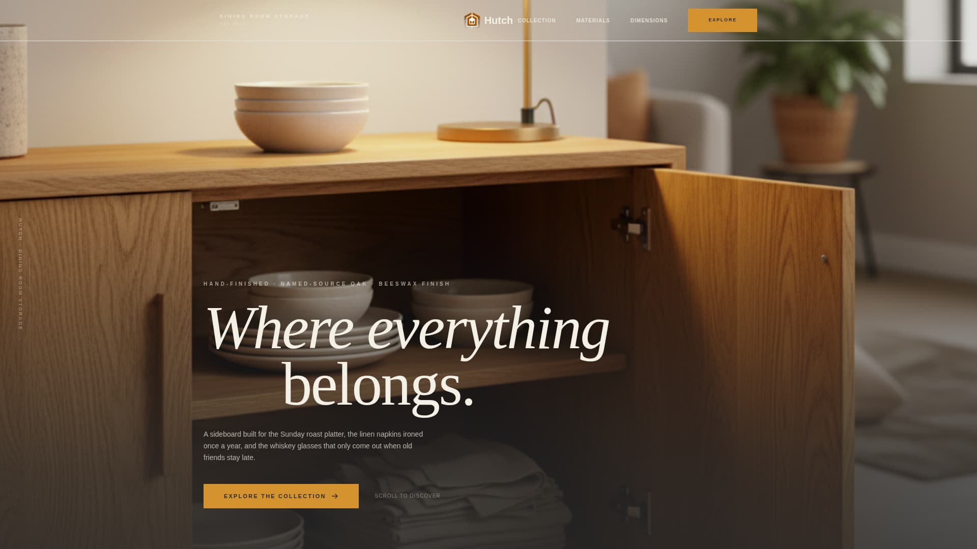 Hutch - Timeless Sideboard Landing Page Template