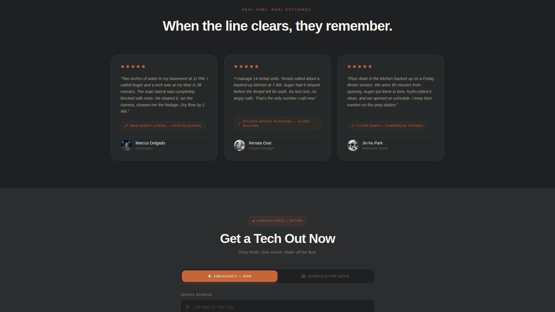 Auger - Rapid Draincleaning Landing Page Template