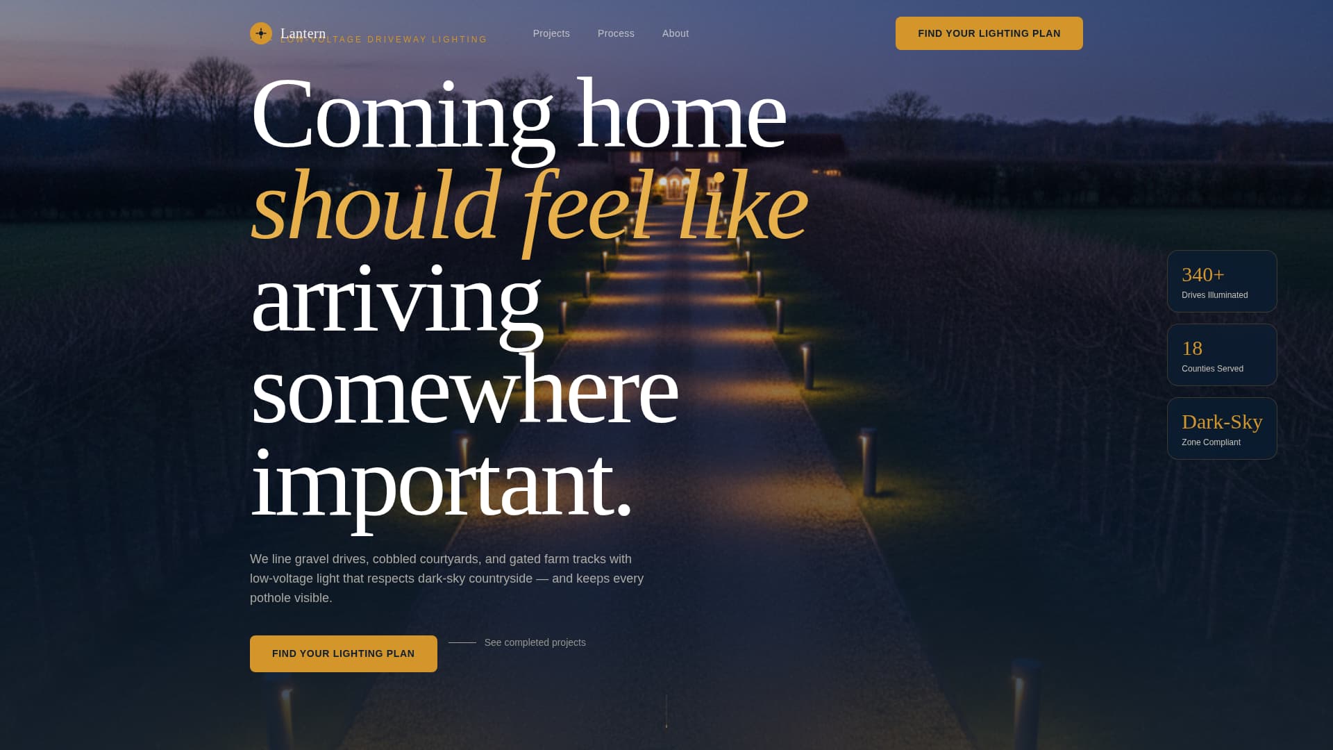 Lantern - Illuminating Driveway Landing Page Template