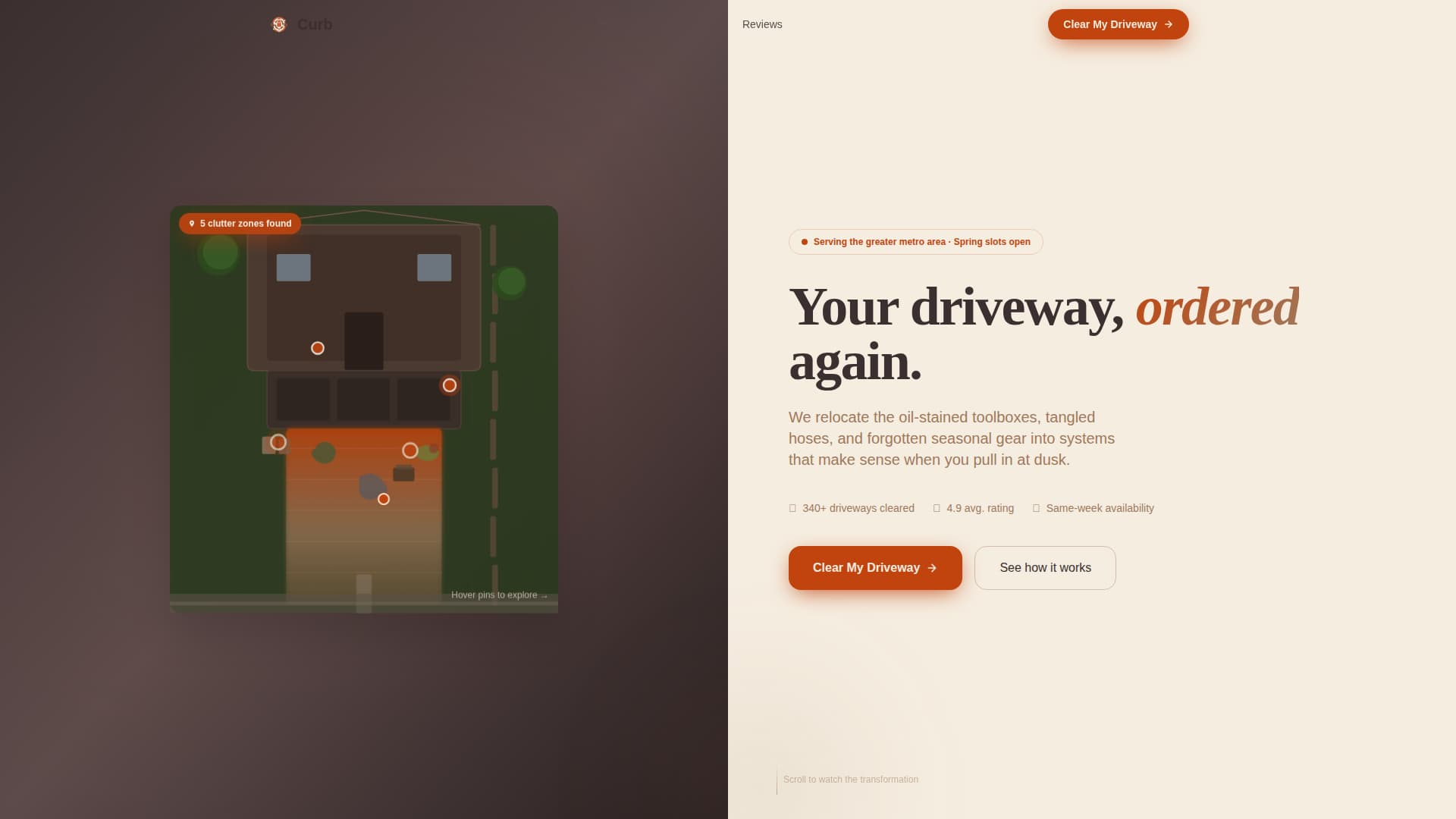 Curb - Trusted Drivewayorganizer Landing Page Template