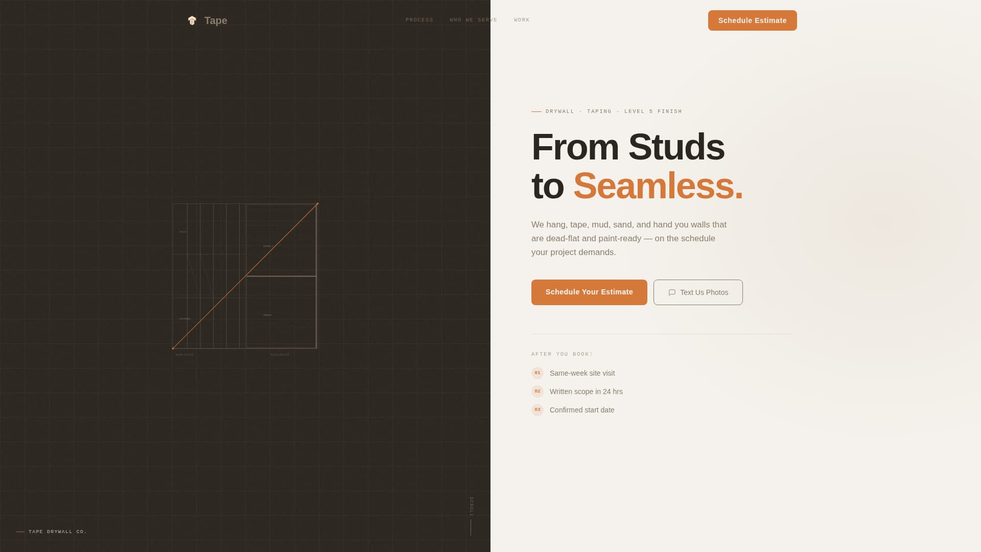 Tape - Seamless Drywall Landing Page Template