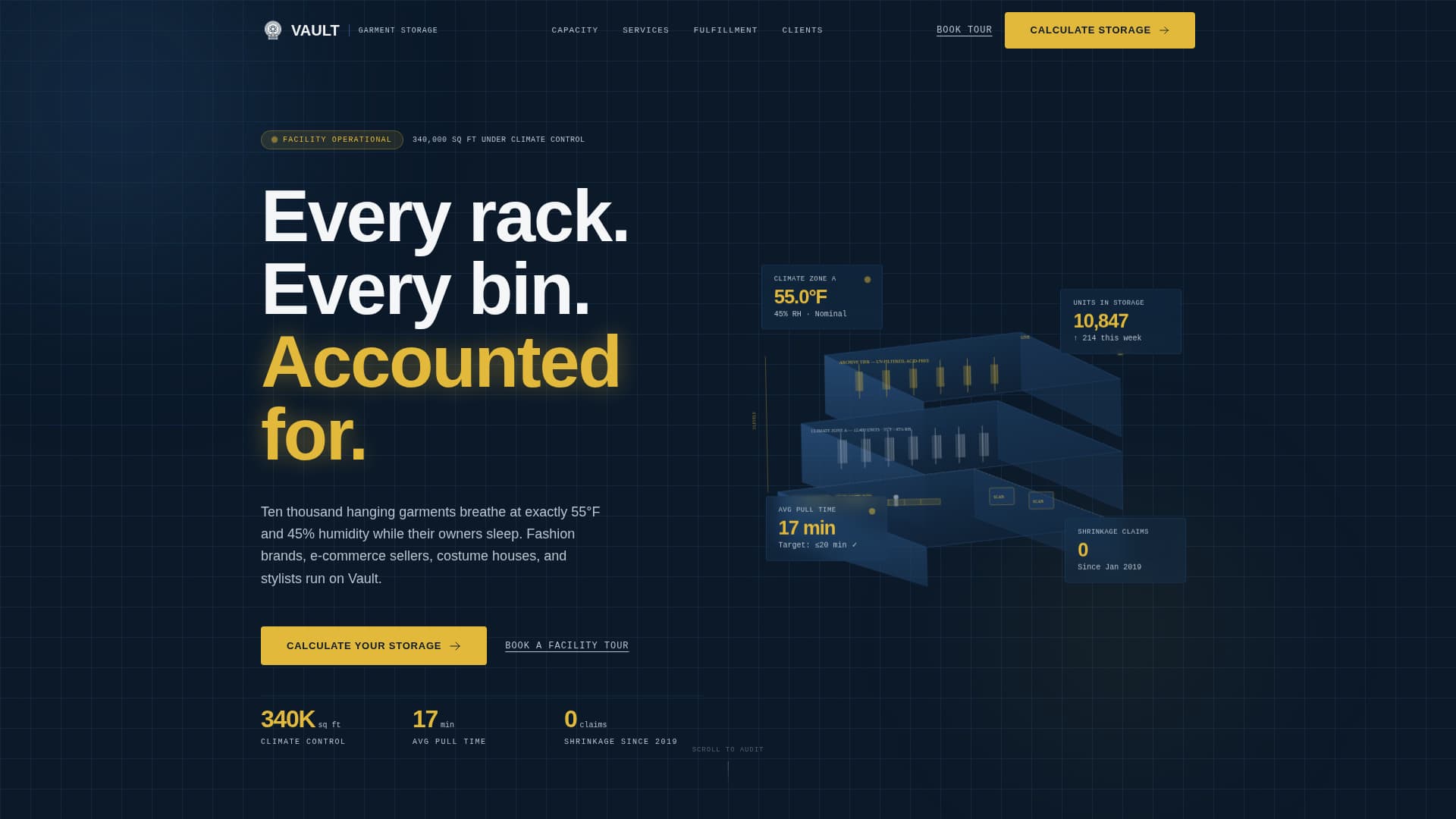 Vault - Precision Fashionstorage Landing Page Template