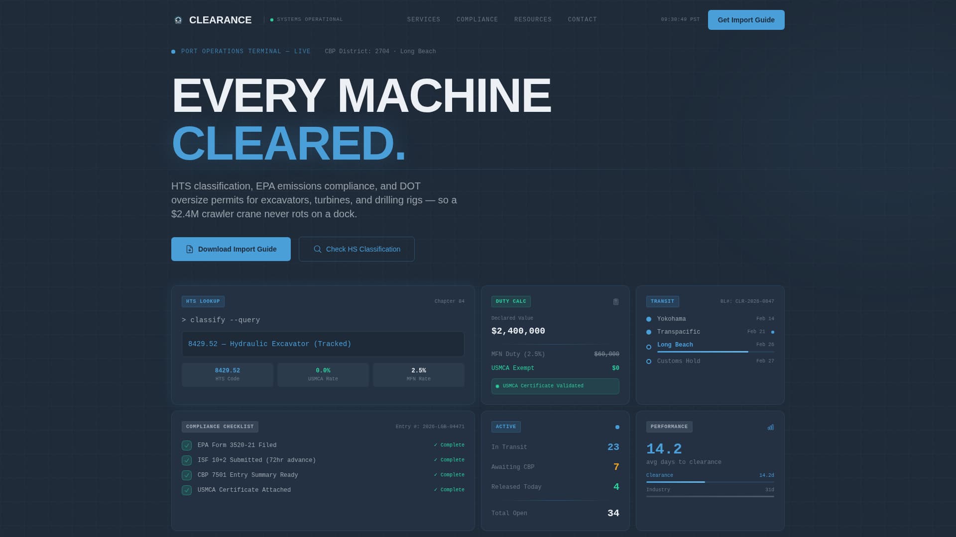 Clearance - Precision Equipment Landing Page Template