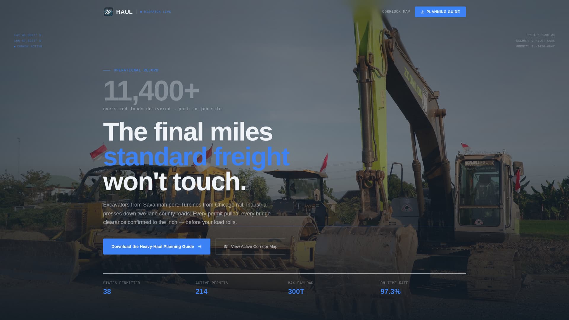 Haul - Powerful Heavyequipment Landing Page Template
