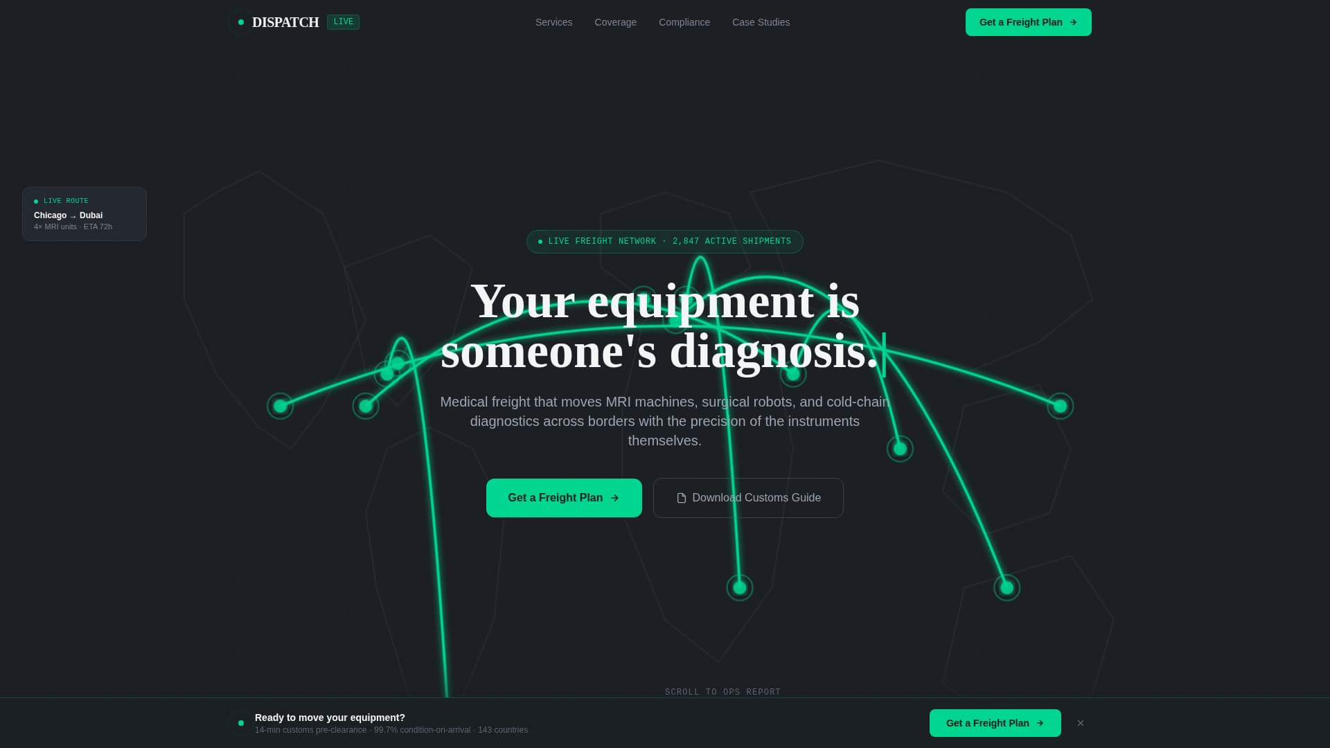 Dispatch - Precision Medicalfreight Landing Page Template