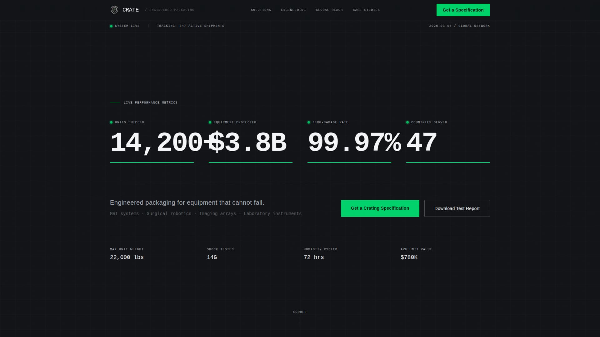 Crate - Precision Medicalequipment Landing Page Template