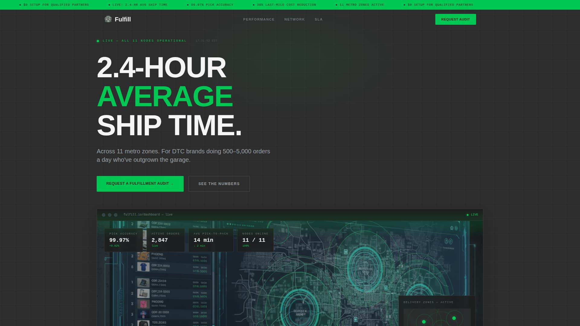 Fulfill - Precision Microfulfillment Landing Page Template