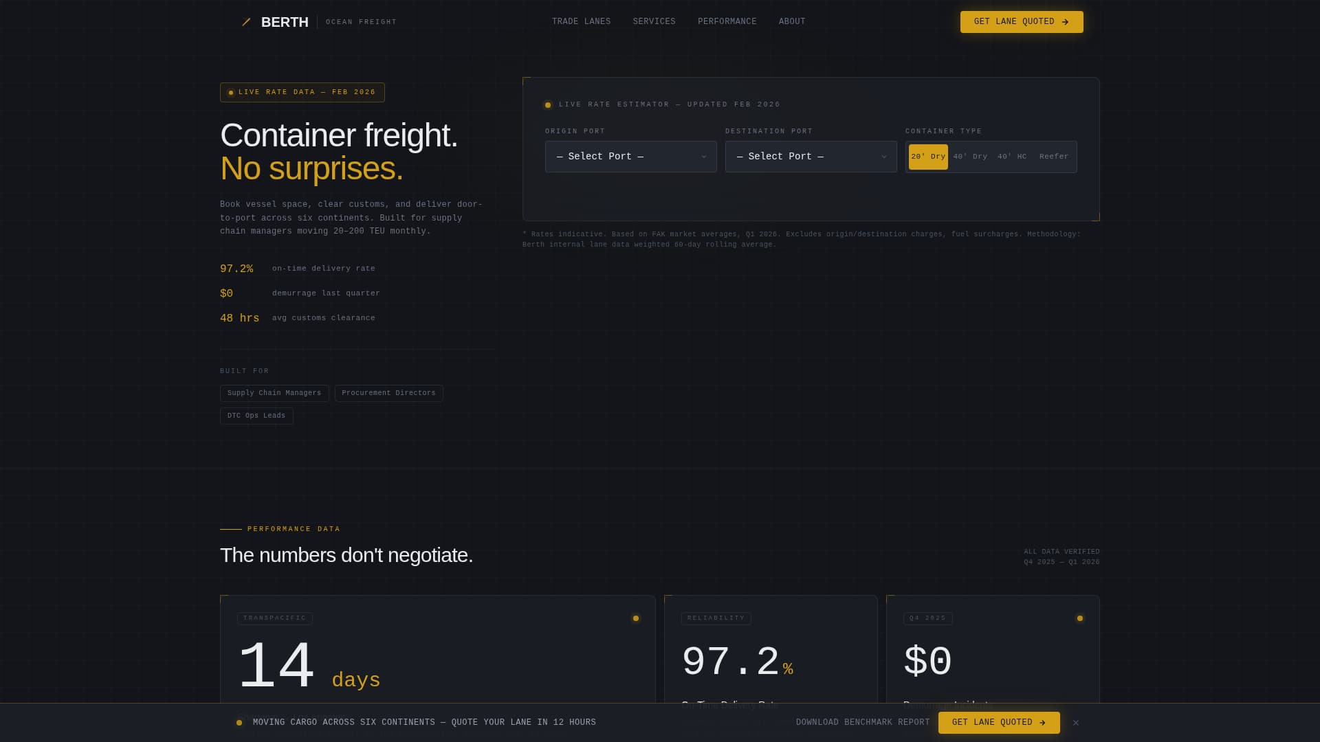 Berth - Precision Oceanfreight Landing Page Template