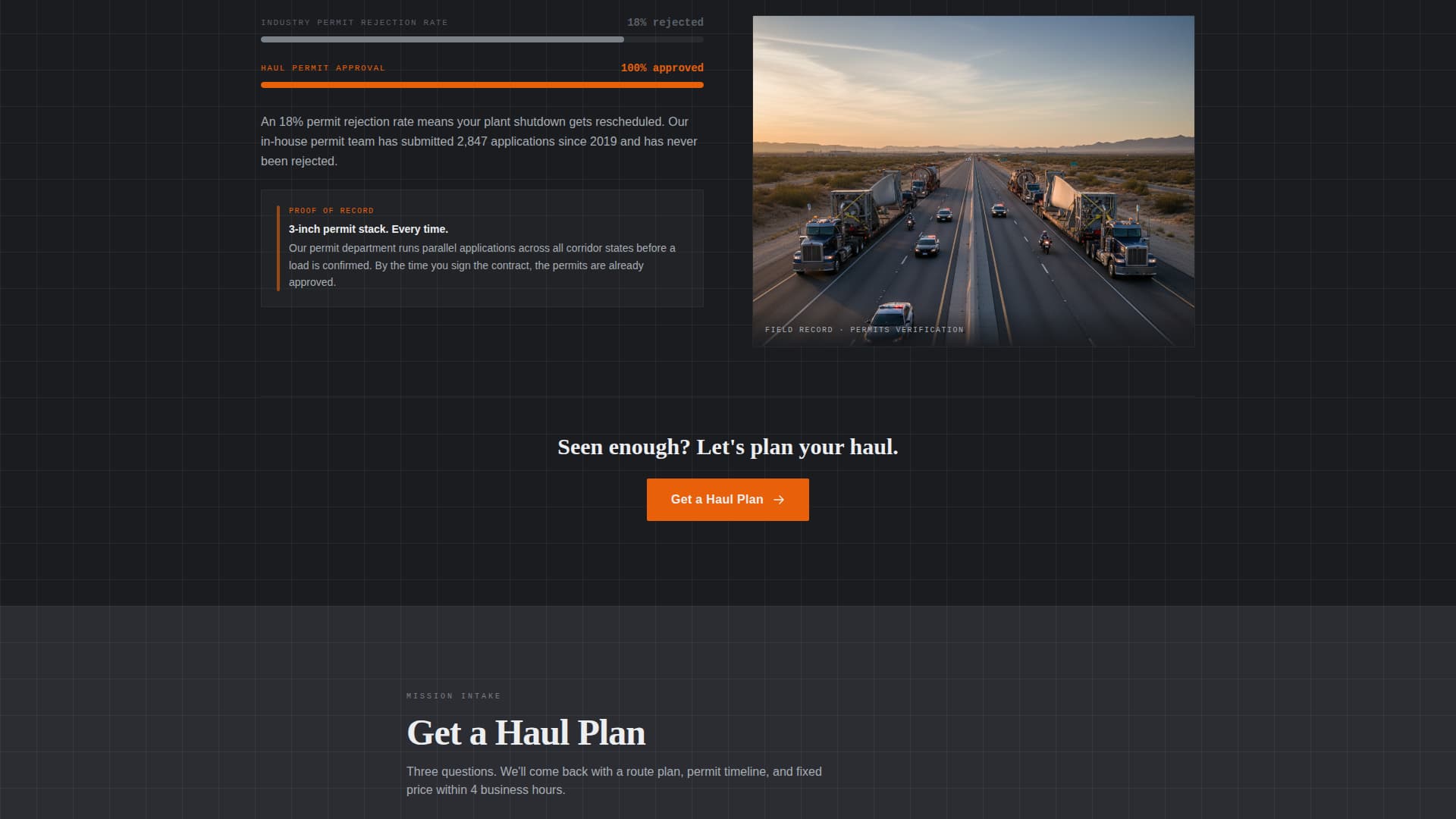 Haul - Precision Heavyhaul Landing Page Template