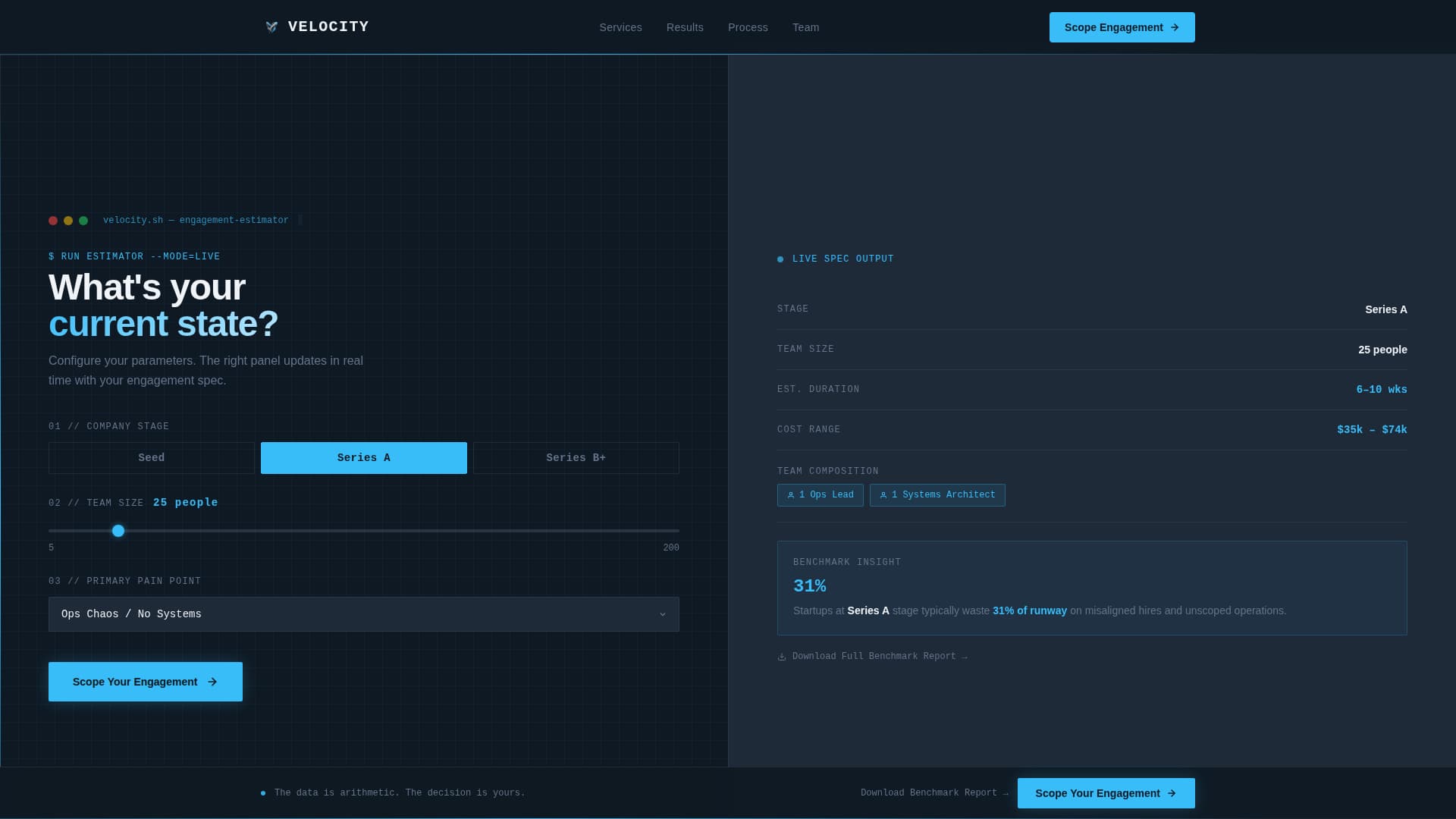Strategic Startup Advisory & Engagement Estimator Website Template